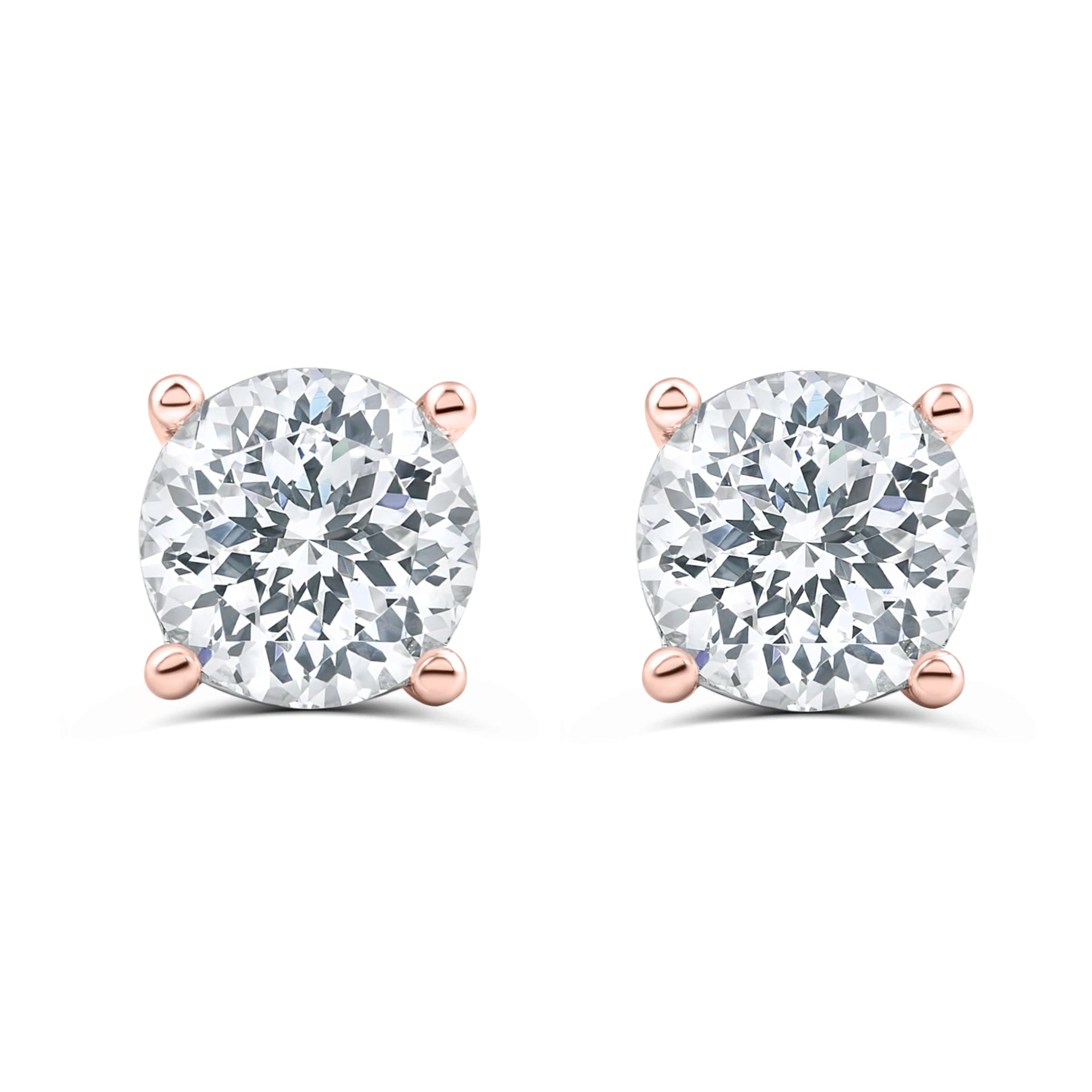 the ritz rose gold stud round cut earrings