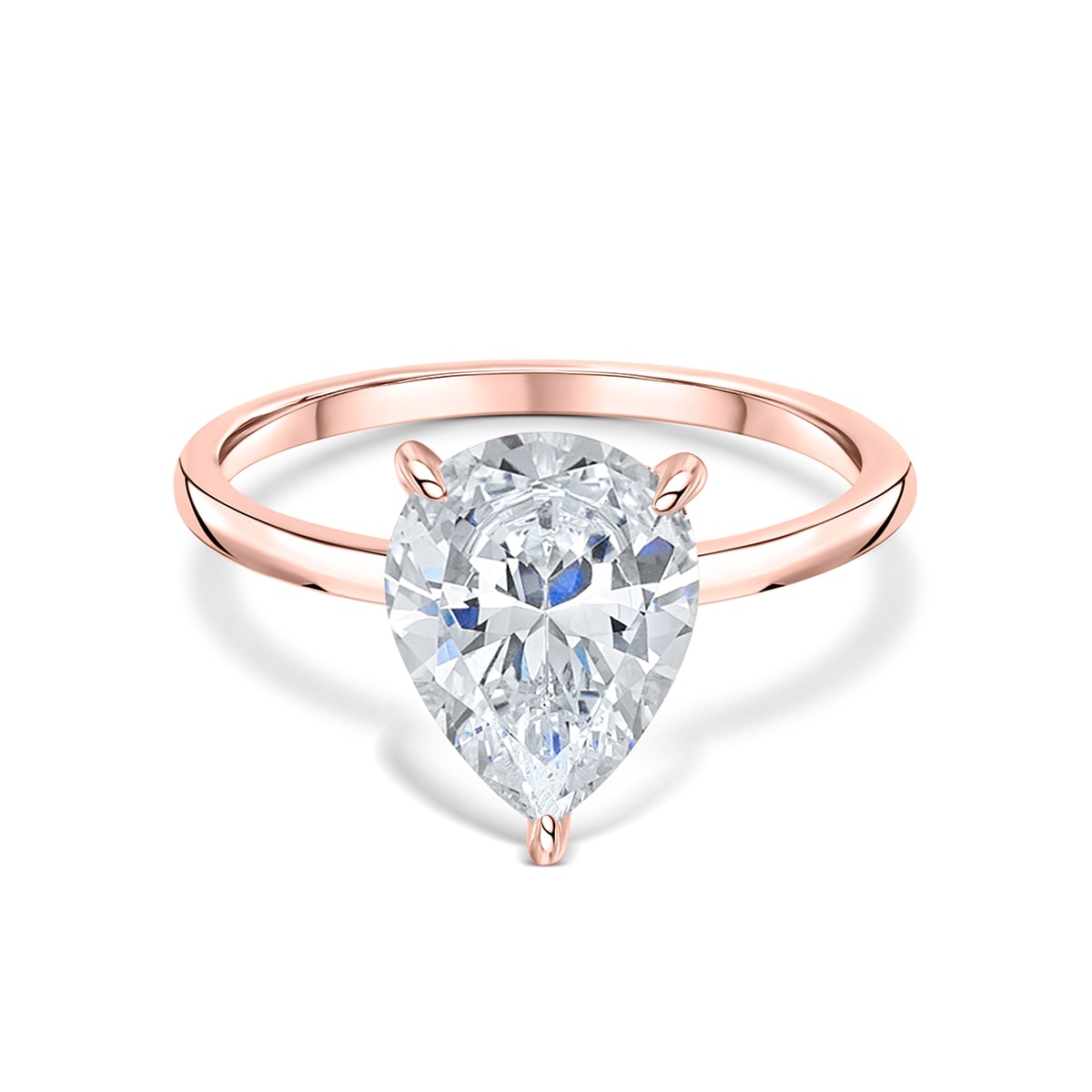 Rose gold 3 carat pear engagement ring