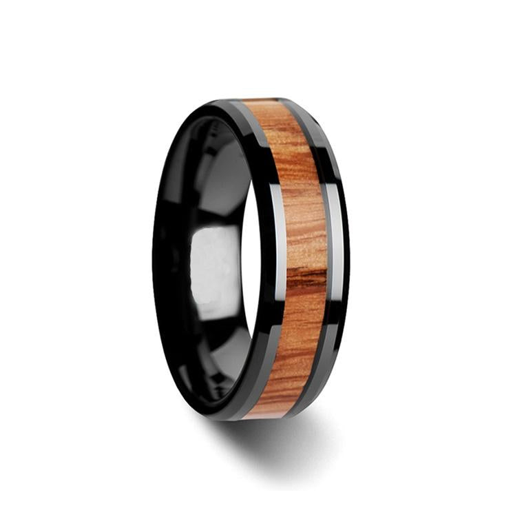 the aloha mens ring with wood inlay
