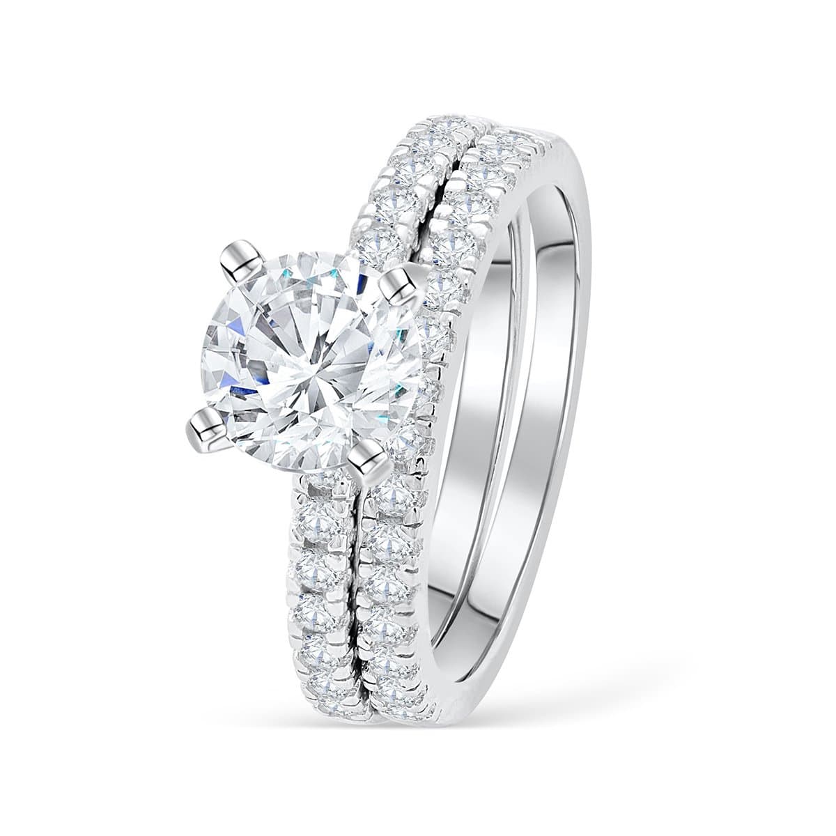 the star light silver round cut wedding ring set