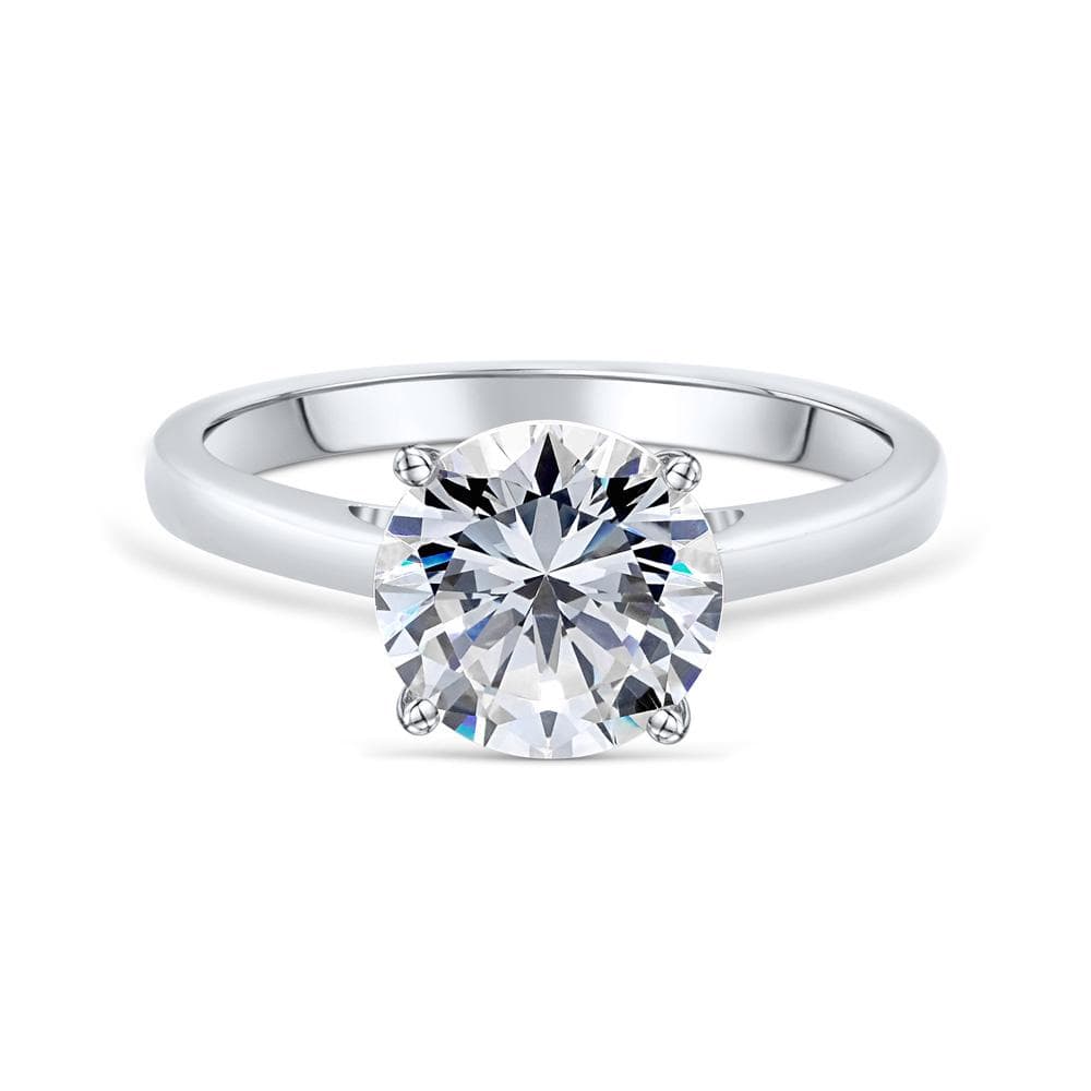the one and only silver round cut solitaire engagement ring