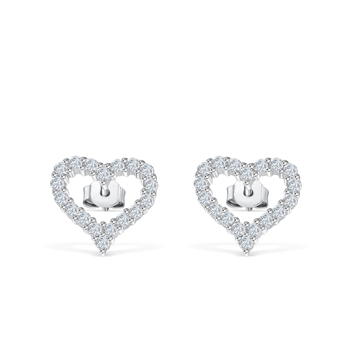 the jasmine silver heart shaped earrings