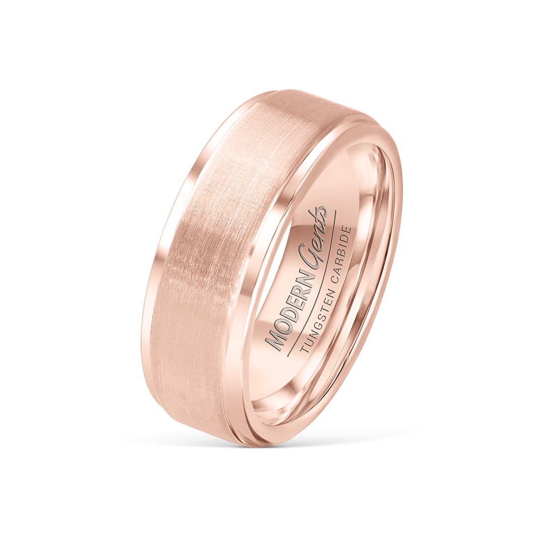 the excalibur rose gold tungsten wedding ring