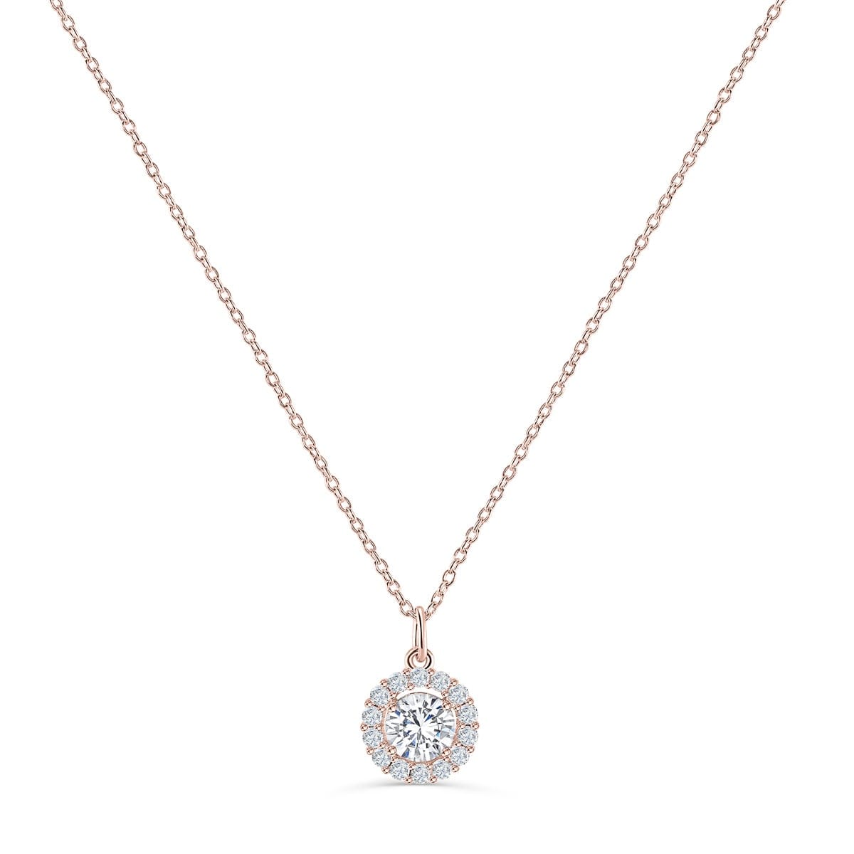 the lily rose gold necklace with round cut stone