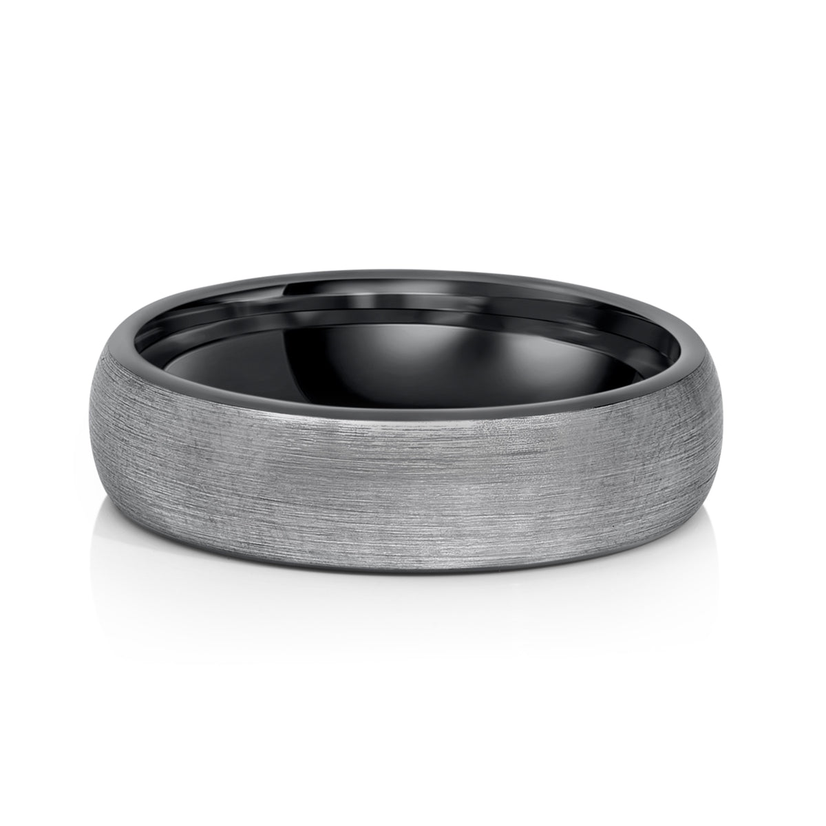 Mens silver and black tungsten ring