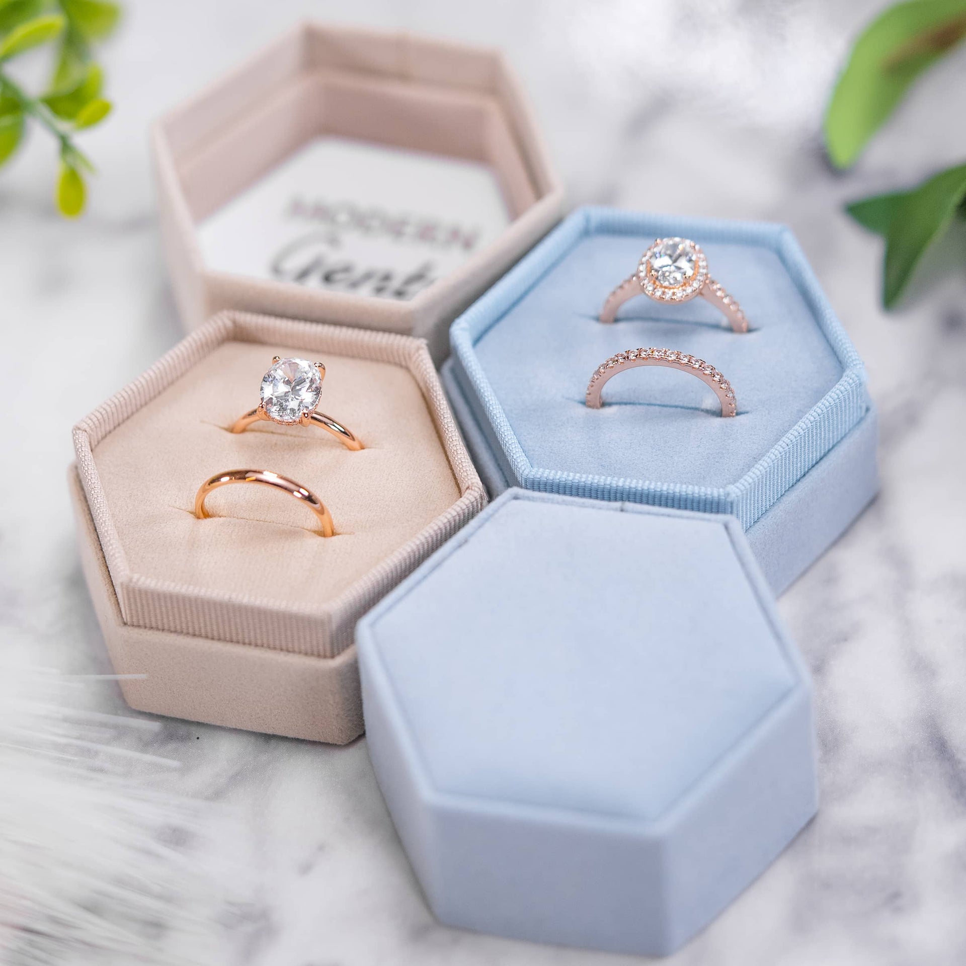 Hexagon colored ring boxes
