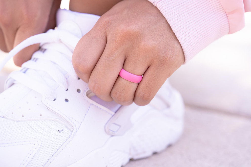 closeup pink silicone ring