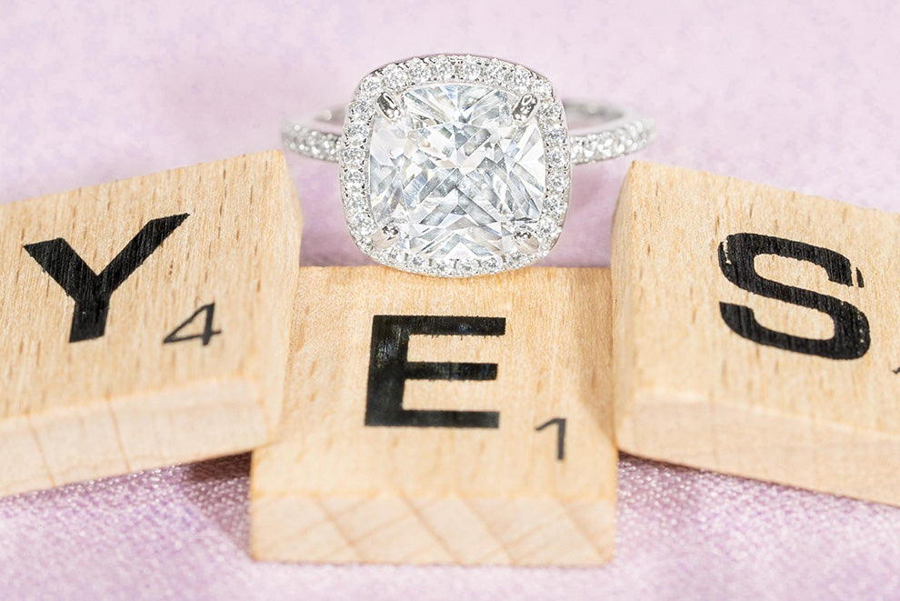 diamond ring on yes letters