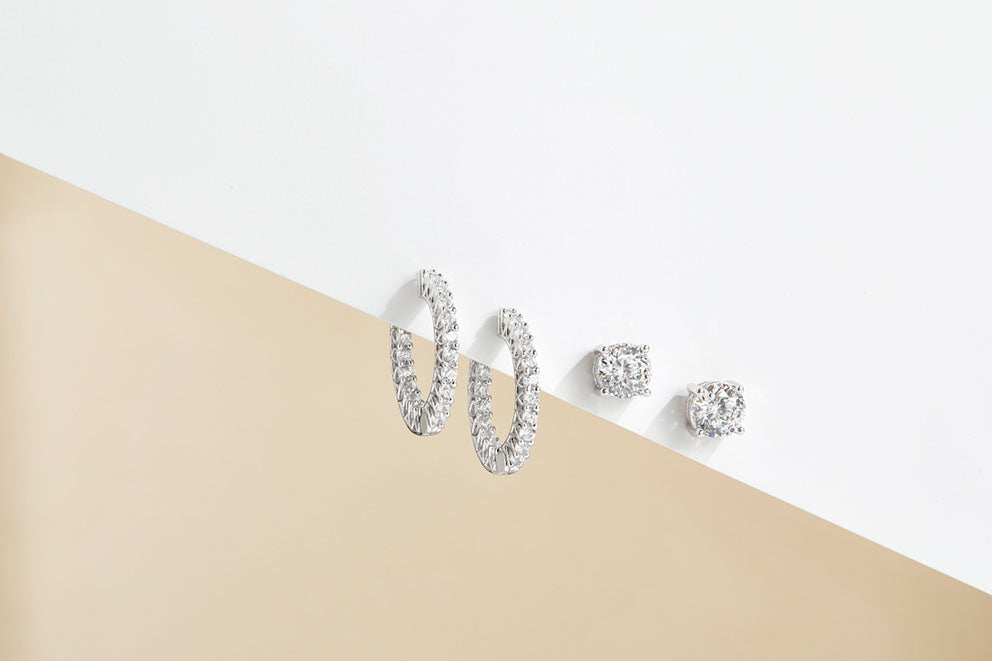 diamond stud hoop earrings