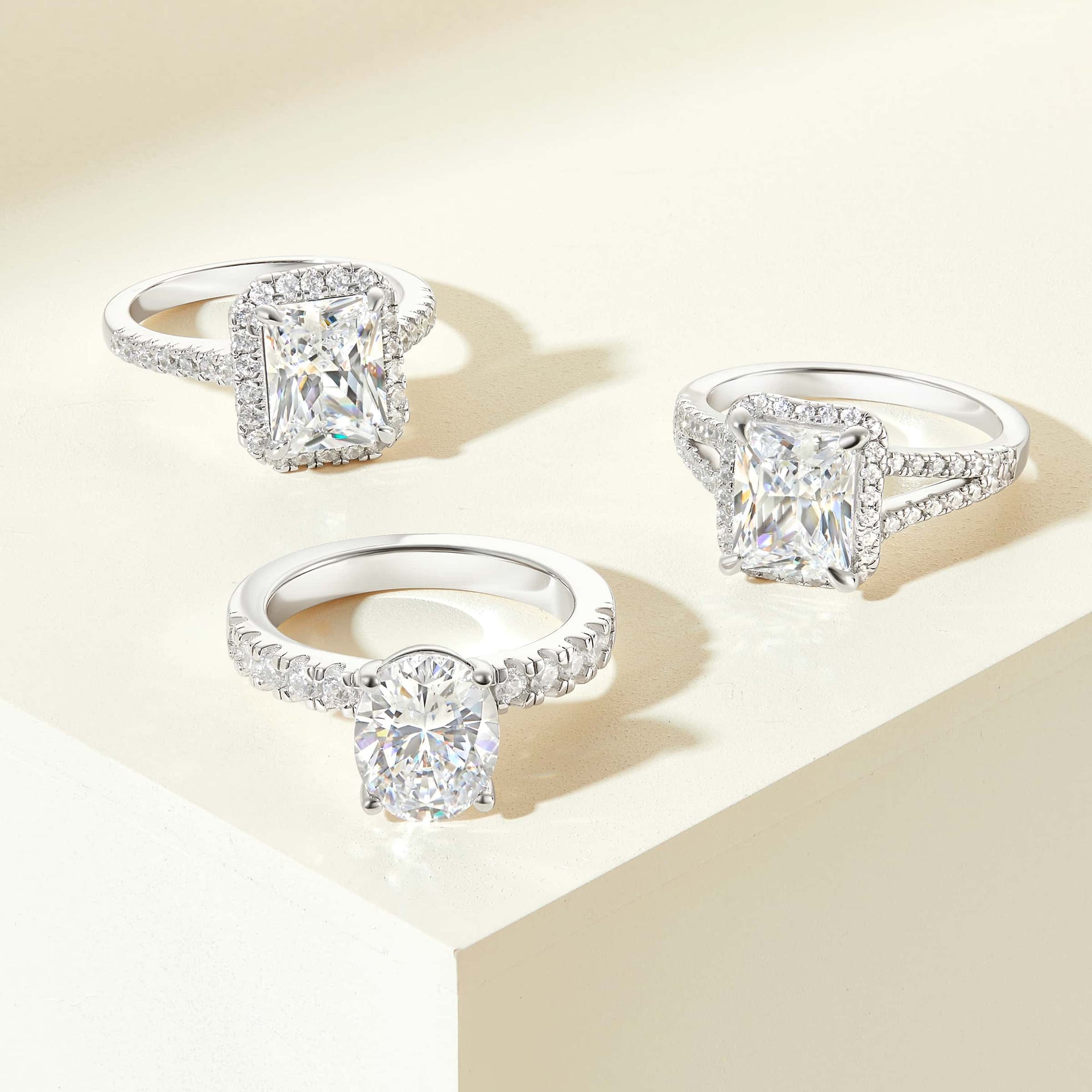 three stunning silver engagement rings