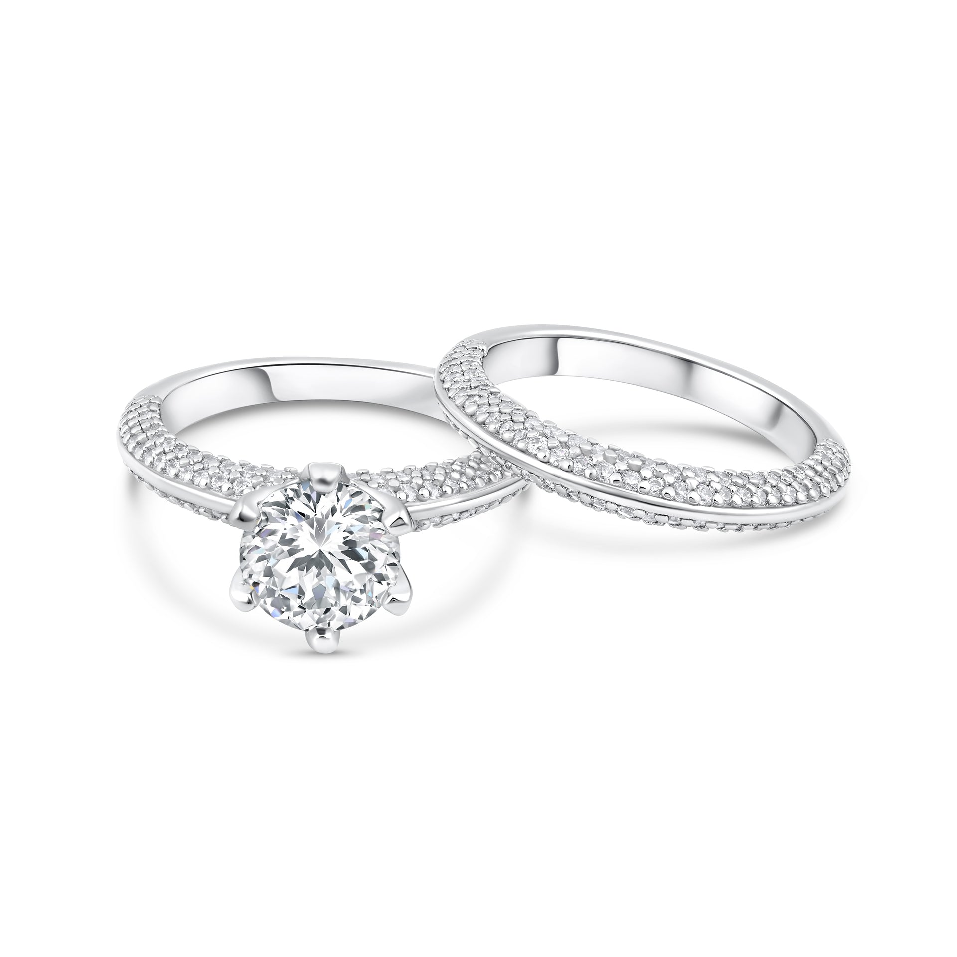 2 In 1 Womens Vintage Black Ring Diamond Engagement Wedding Band Ring Set