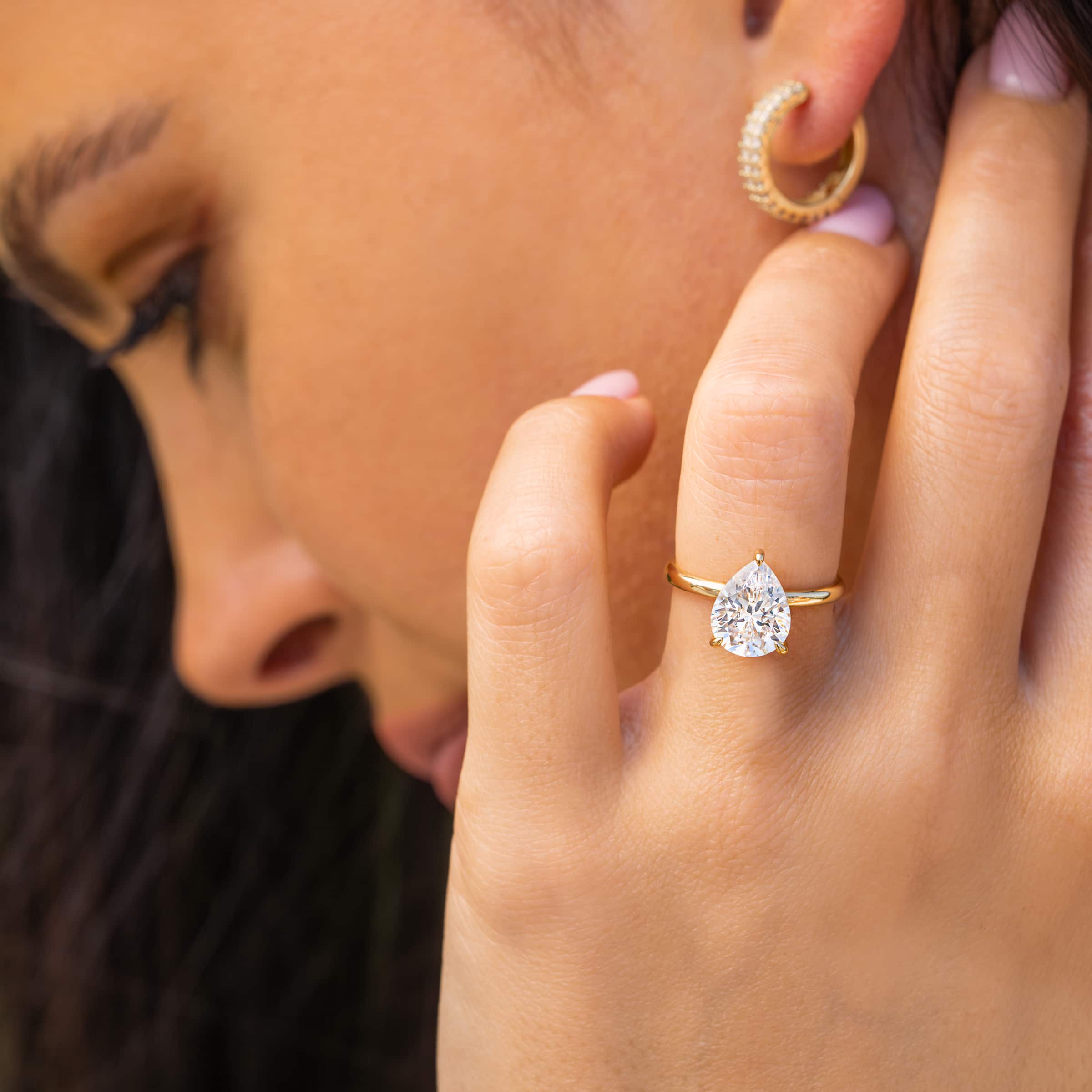 Kira Gold Pear Shaped Engagement Ring