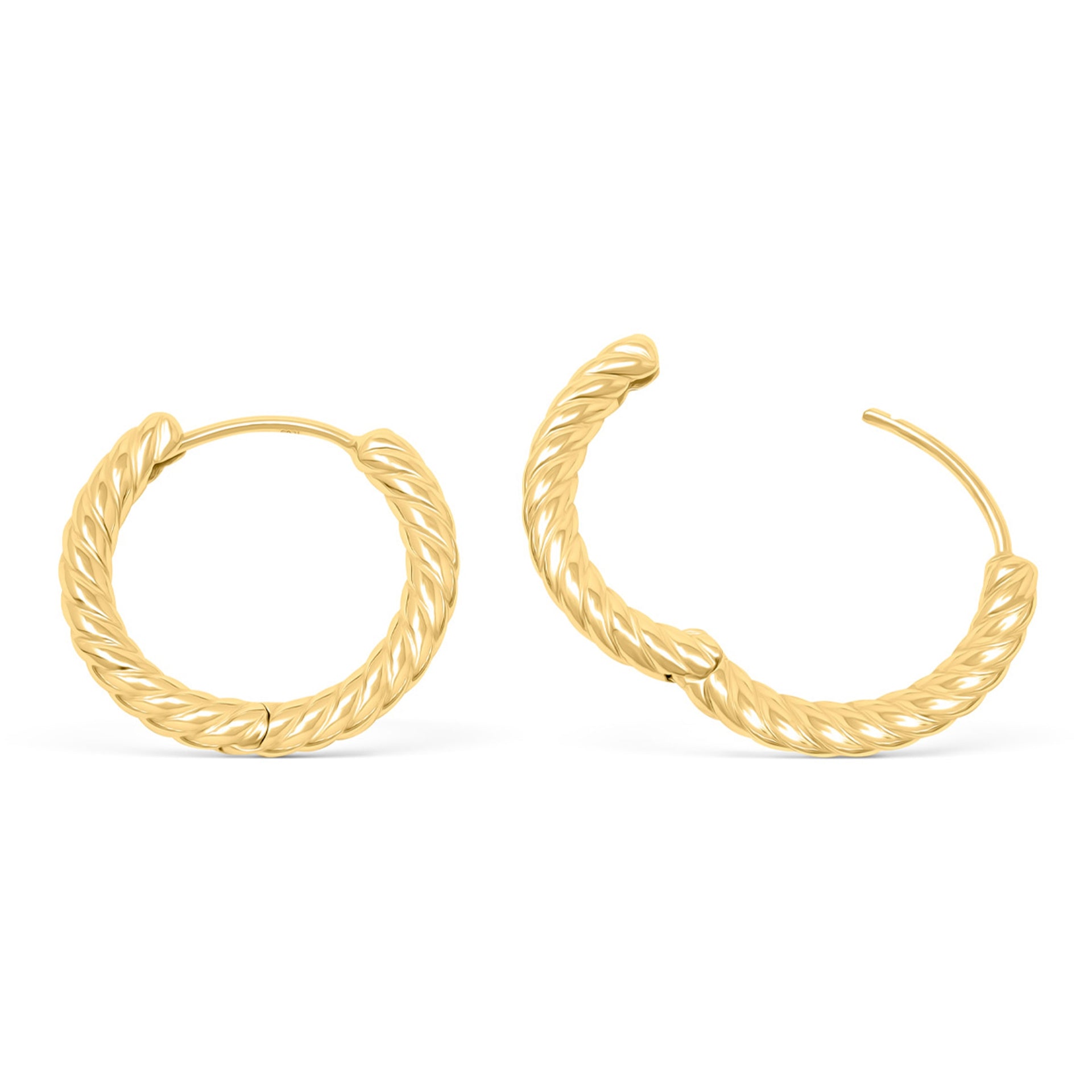 Simple gold plated twisted hoop earrings
