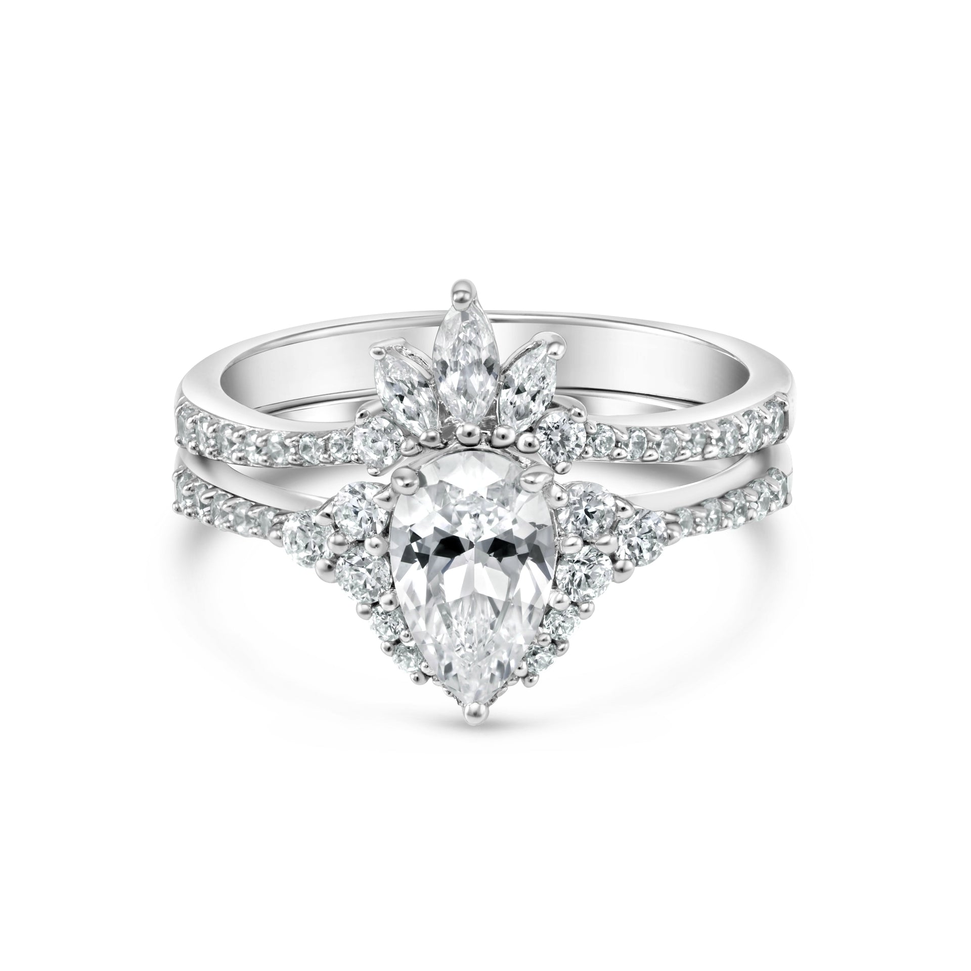 Pear and Marquise Wedding Ring Set