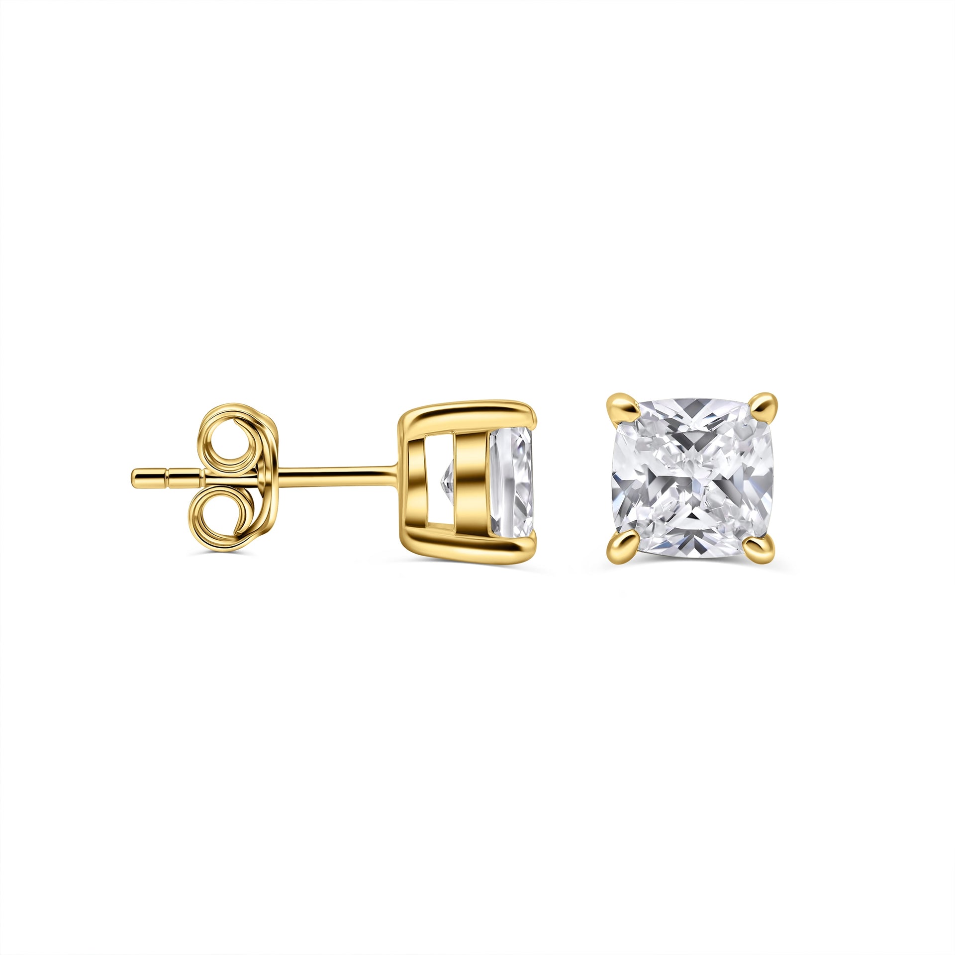 gold mini cushion stud earrings