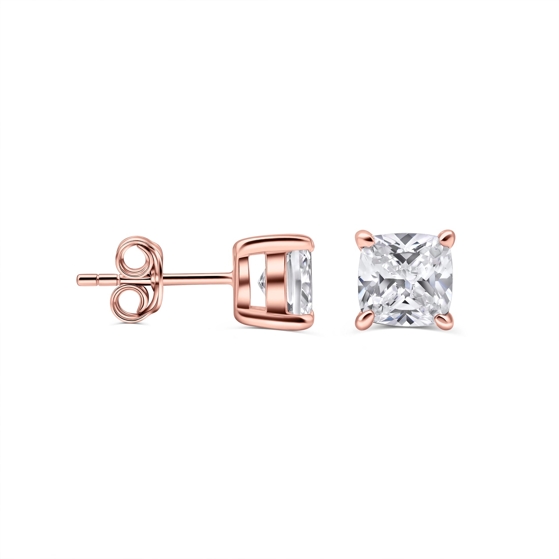 rose gold mini cushion stud earrings