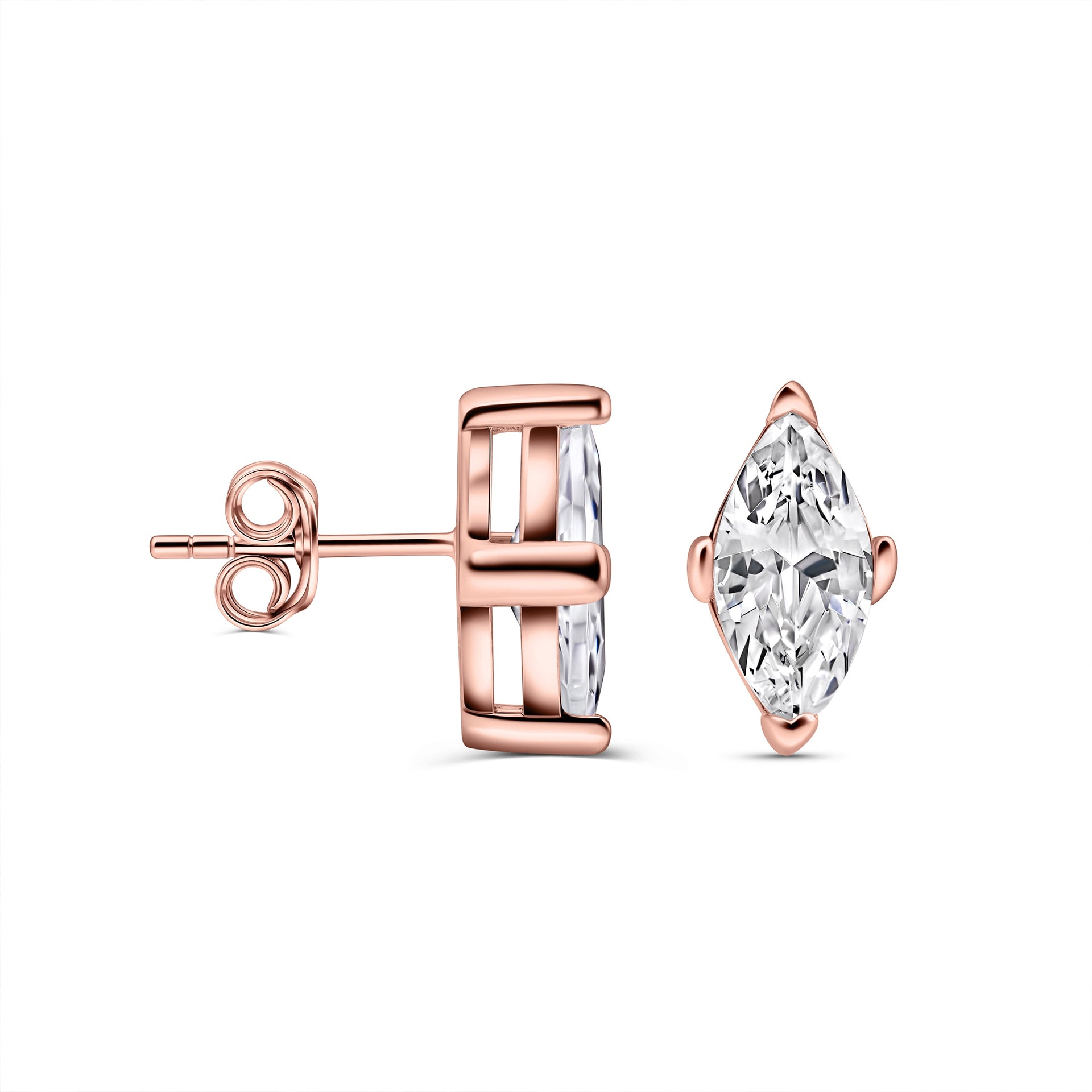 rose gold mini marquise stud earrings