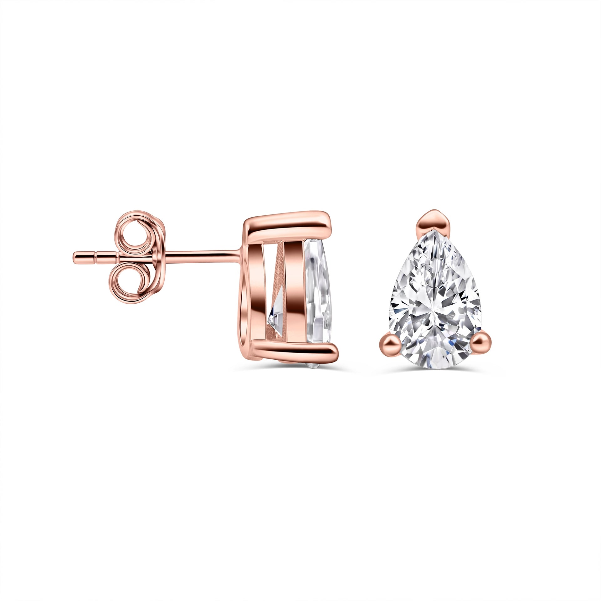 rose gold mini pear stud earrings