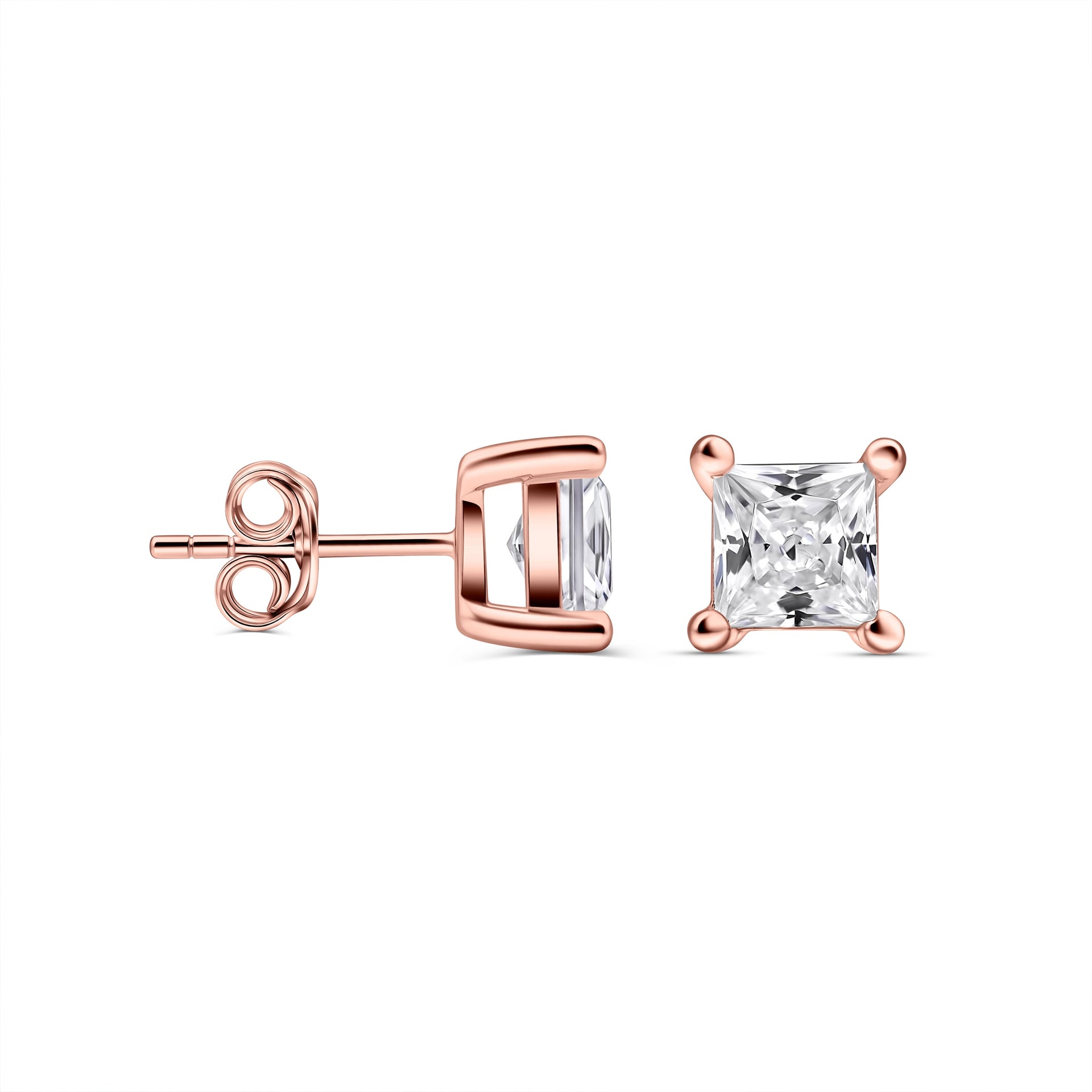 rose gold mini princess stud earrings