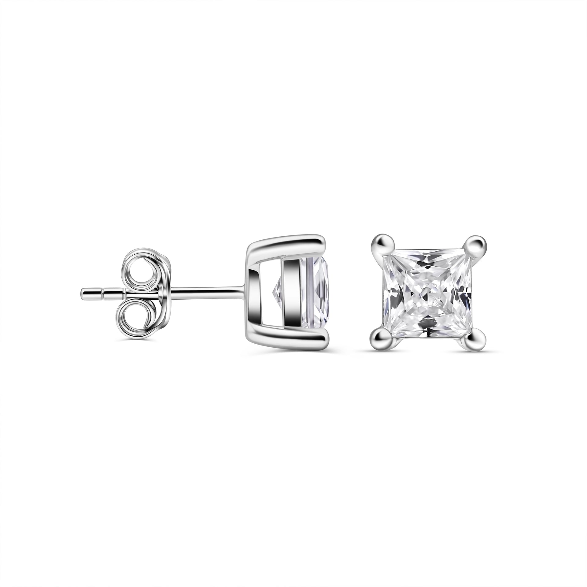 silver mini princess stud earrings