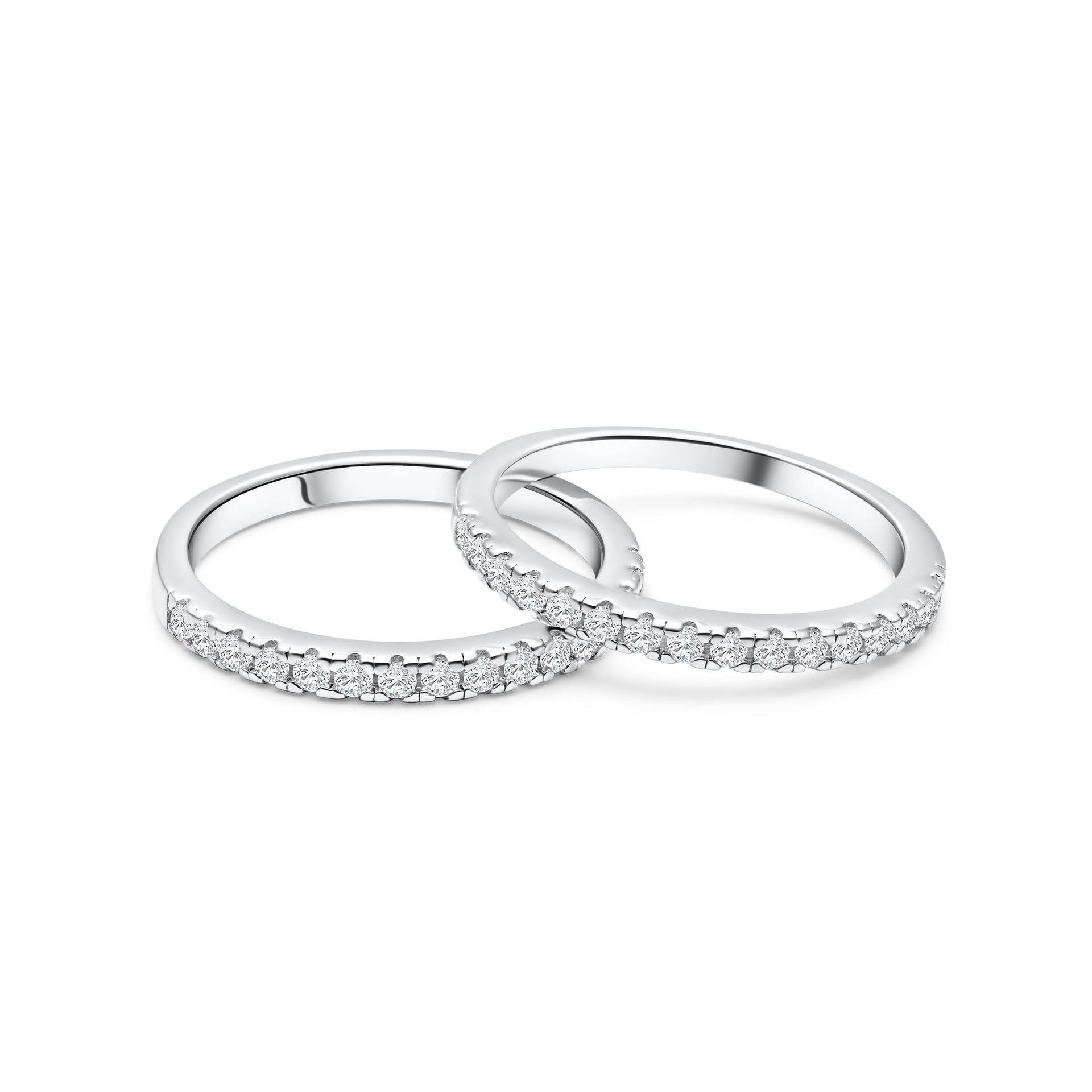 two gorgeous desire engagement rings shown in a duo stack