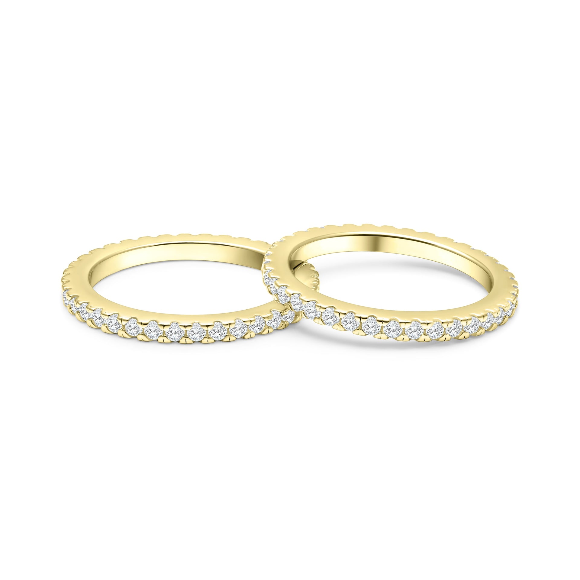 gold wedding band duo shown in gold