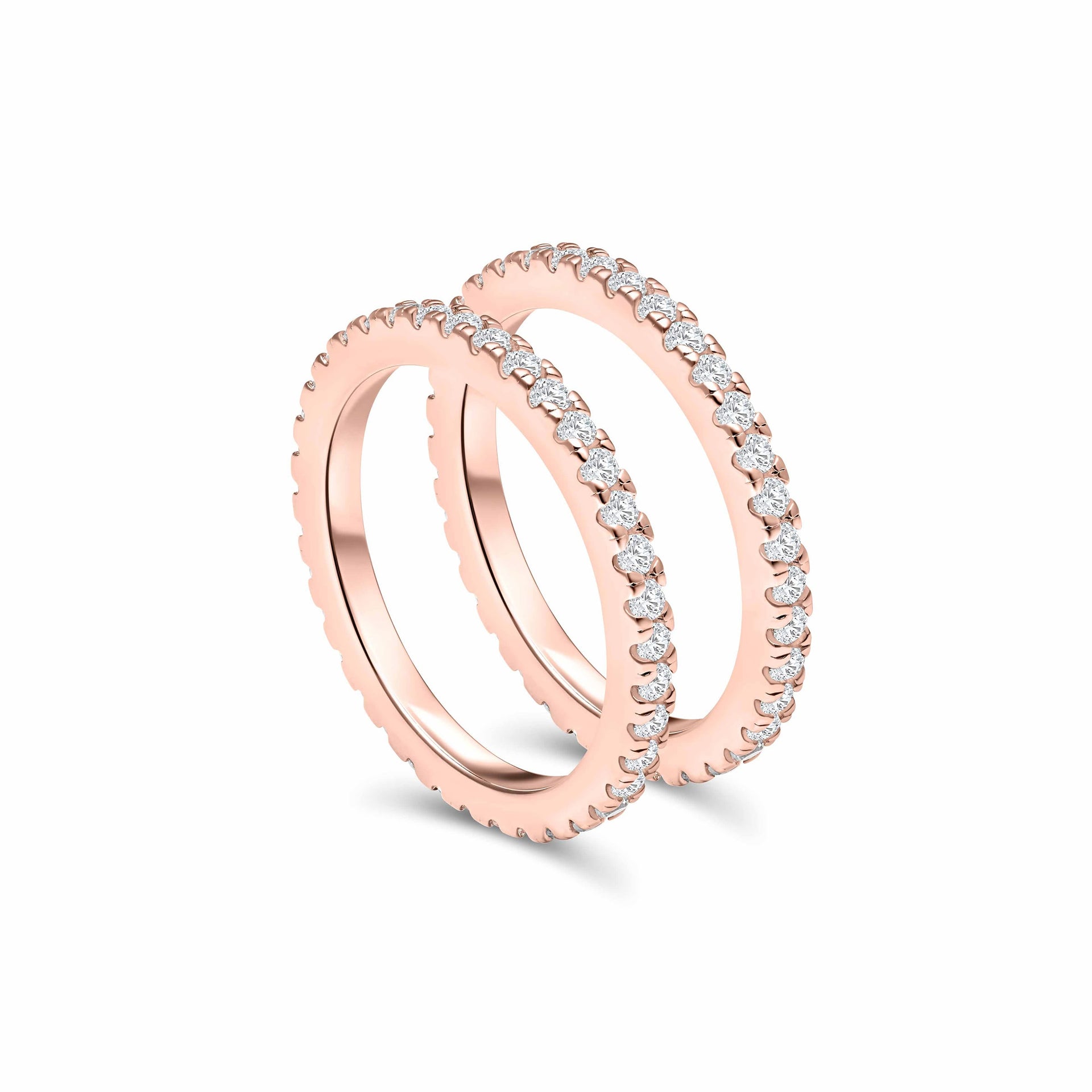 gorgeous promise wedding bands standing shown in rose gold