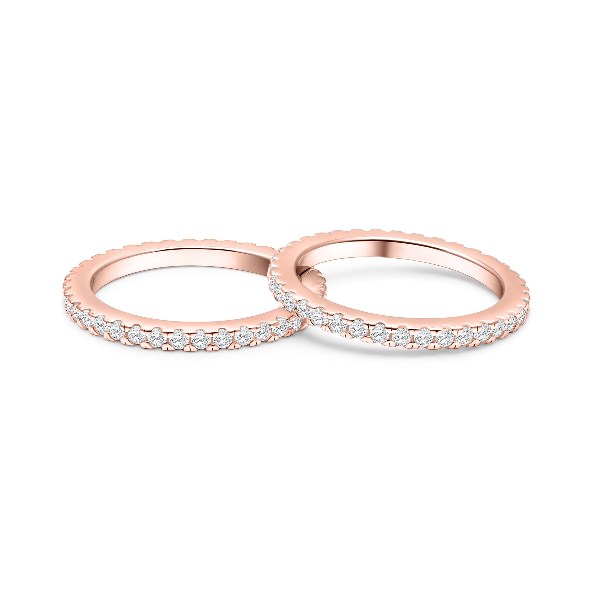 gorgeous wedding band set shown in rose gold great for stacking