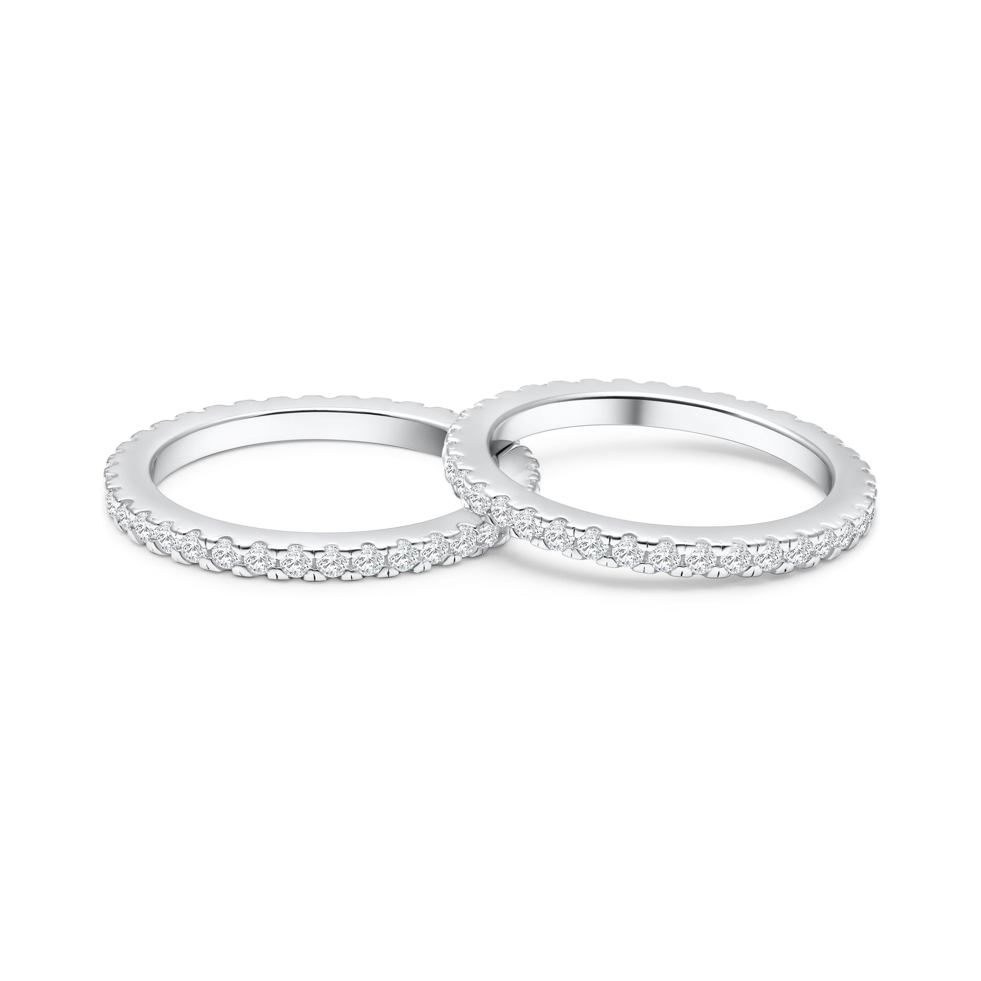 gorgeous wedding band set shown in silver for stacking