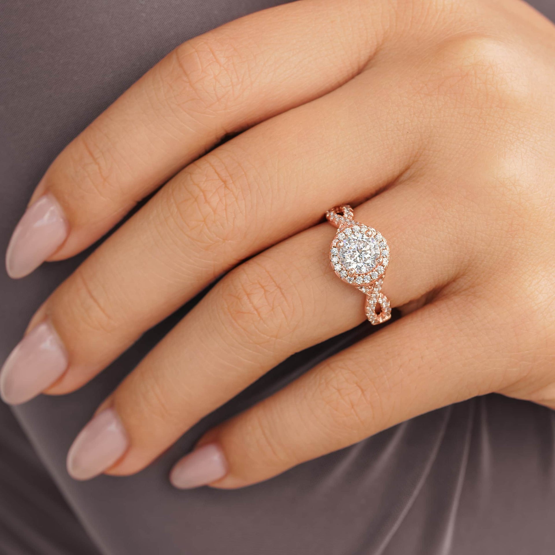 woman wearing vintage grace engagement ring