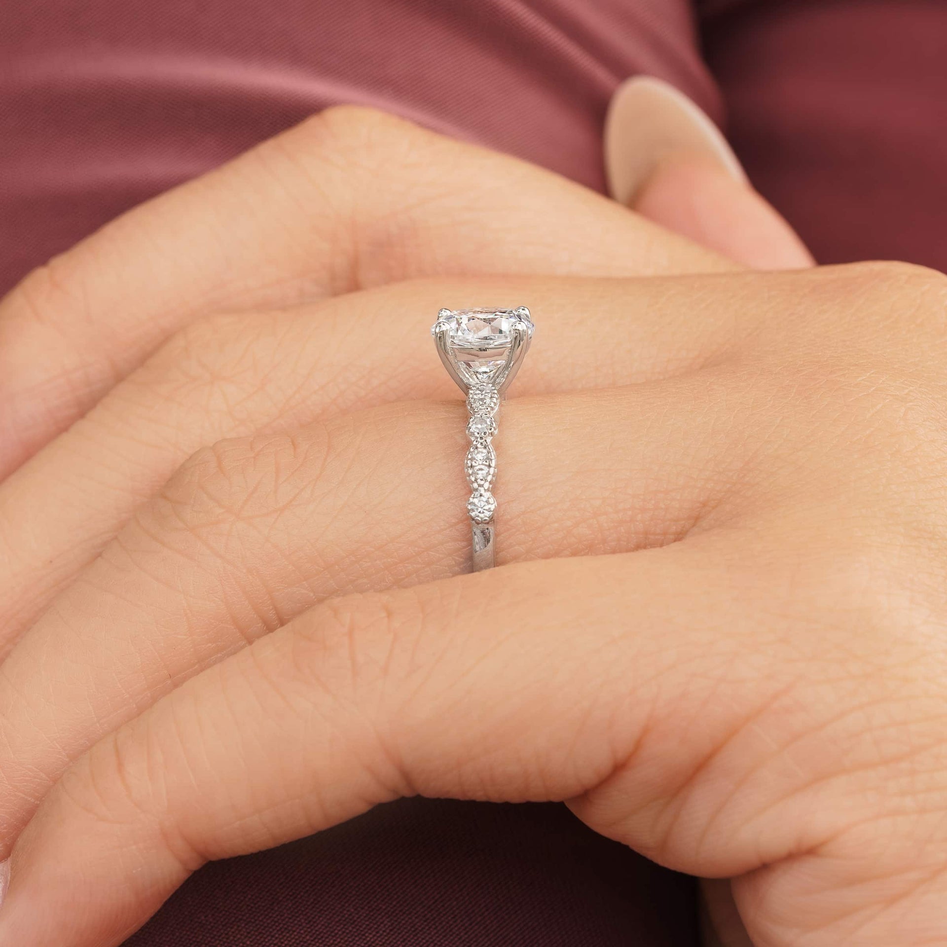 sofia hidden halo silver engagement ring