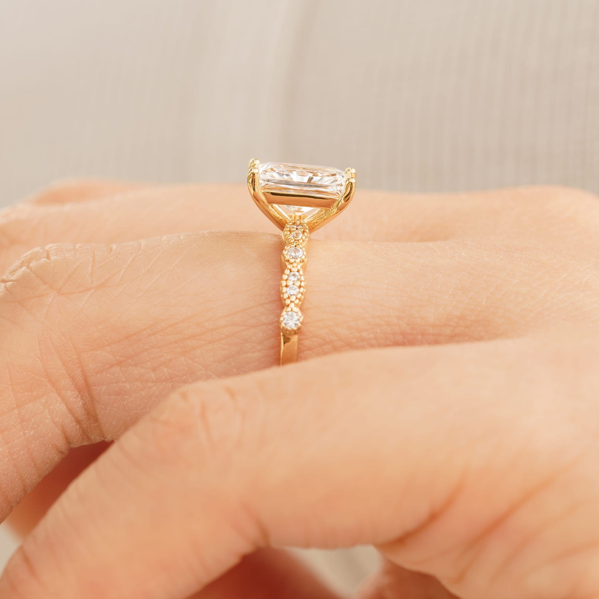 gorgeous vintage engagement ring with hidden halo in gold