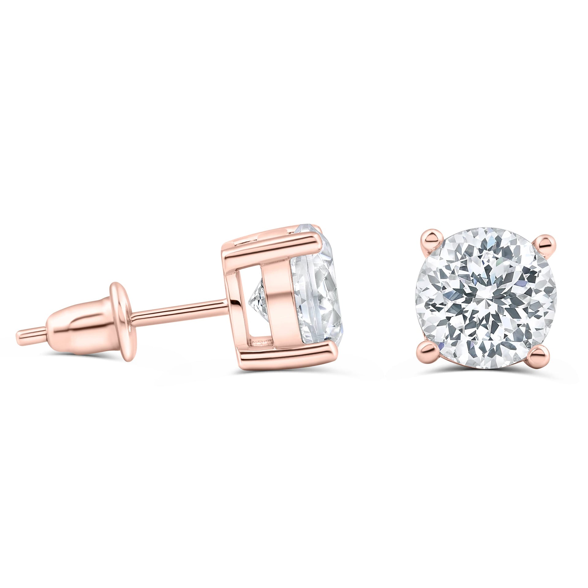 Round Cut Diamond Earrings  Simulated Diamond Studs – Modern Gents