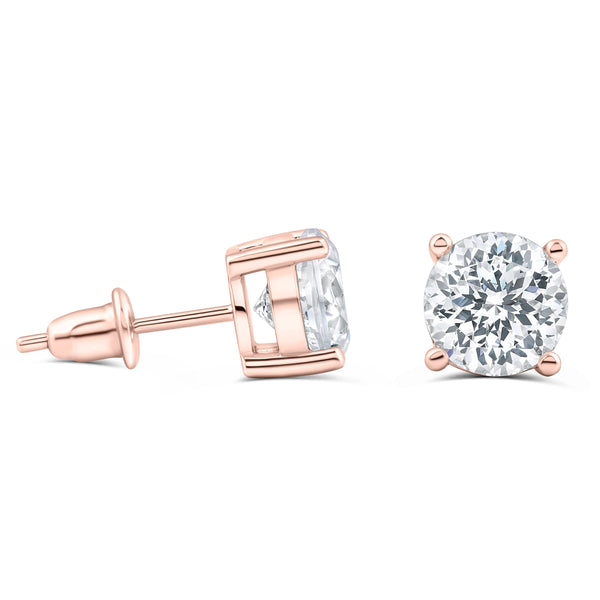 Round Cut Diamond Earrings | Simulated Diamond Studs – Modern Gents