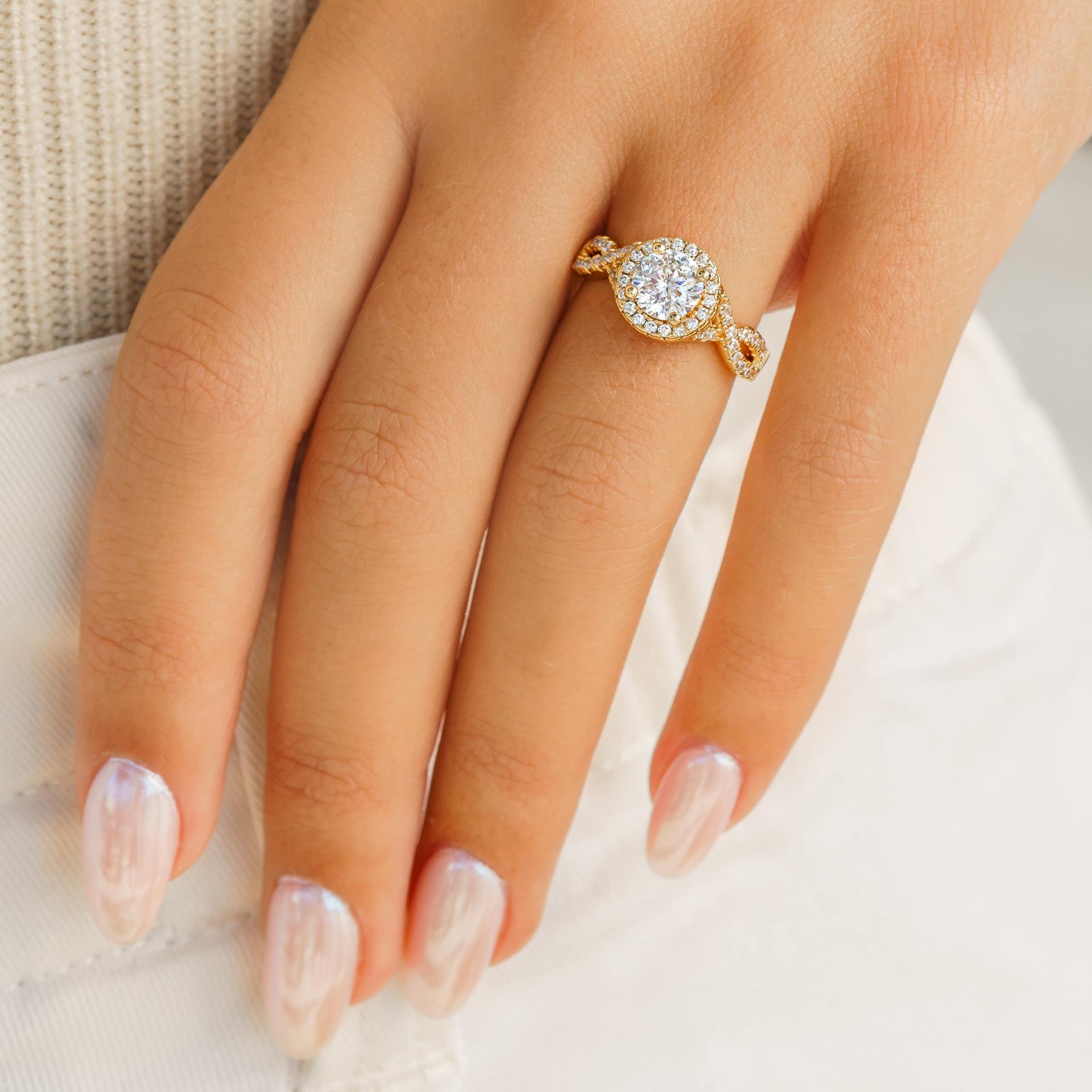 affordable vintage engagement ring on female hand