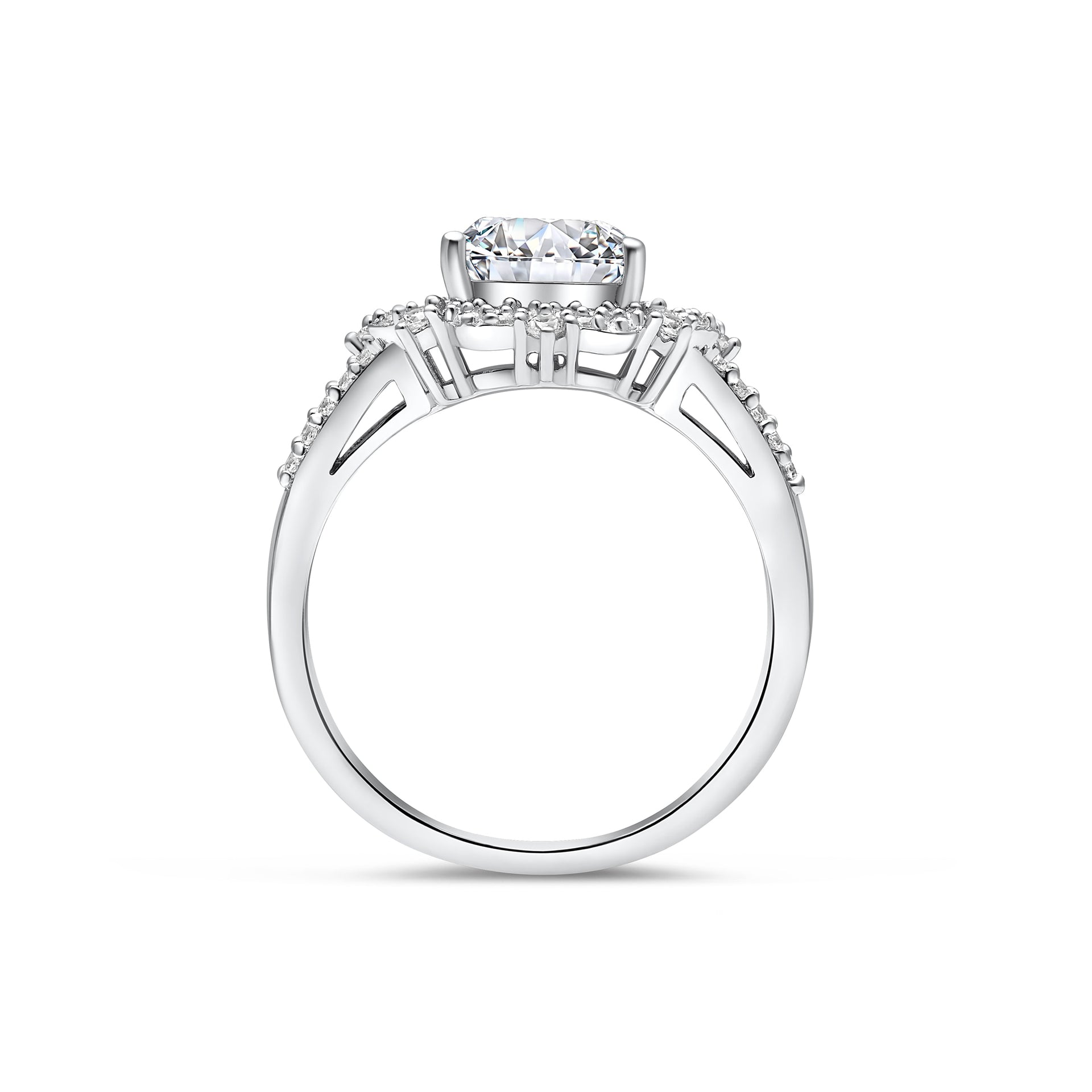 stunning silver setting shot of the sol engagement ring
