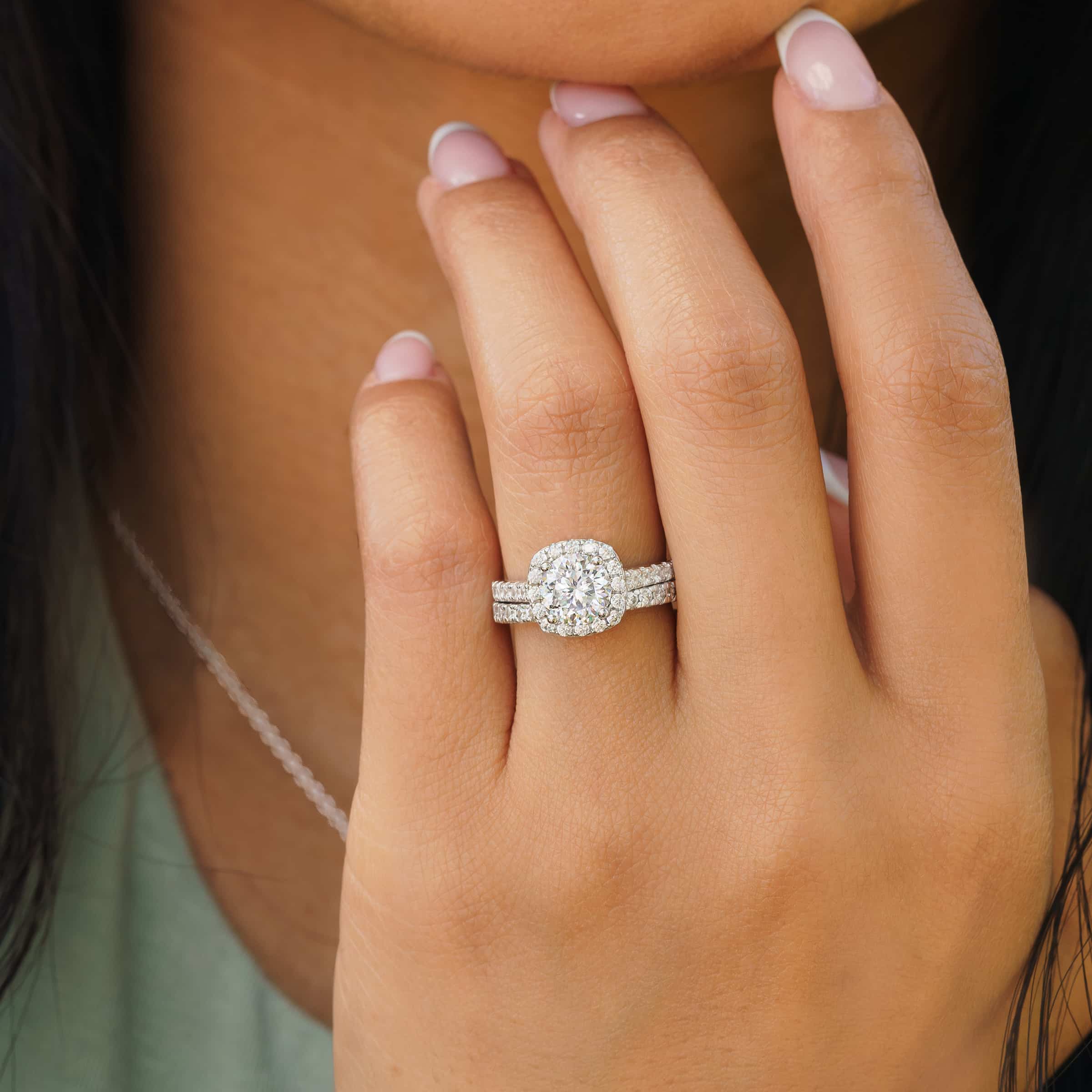 1.62 Carats Elongated Cushion Hidden Halo Diamond Engagement Ring – Benz &  Co Diamonds