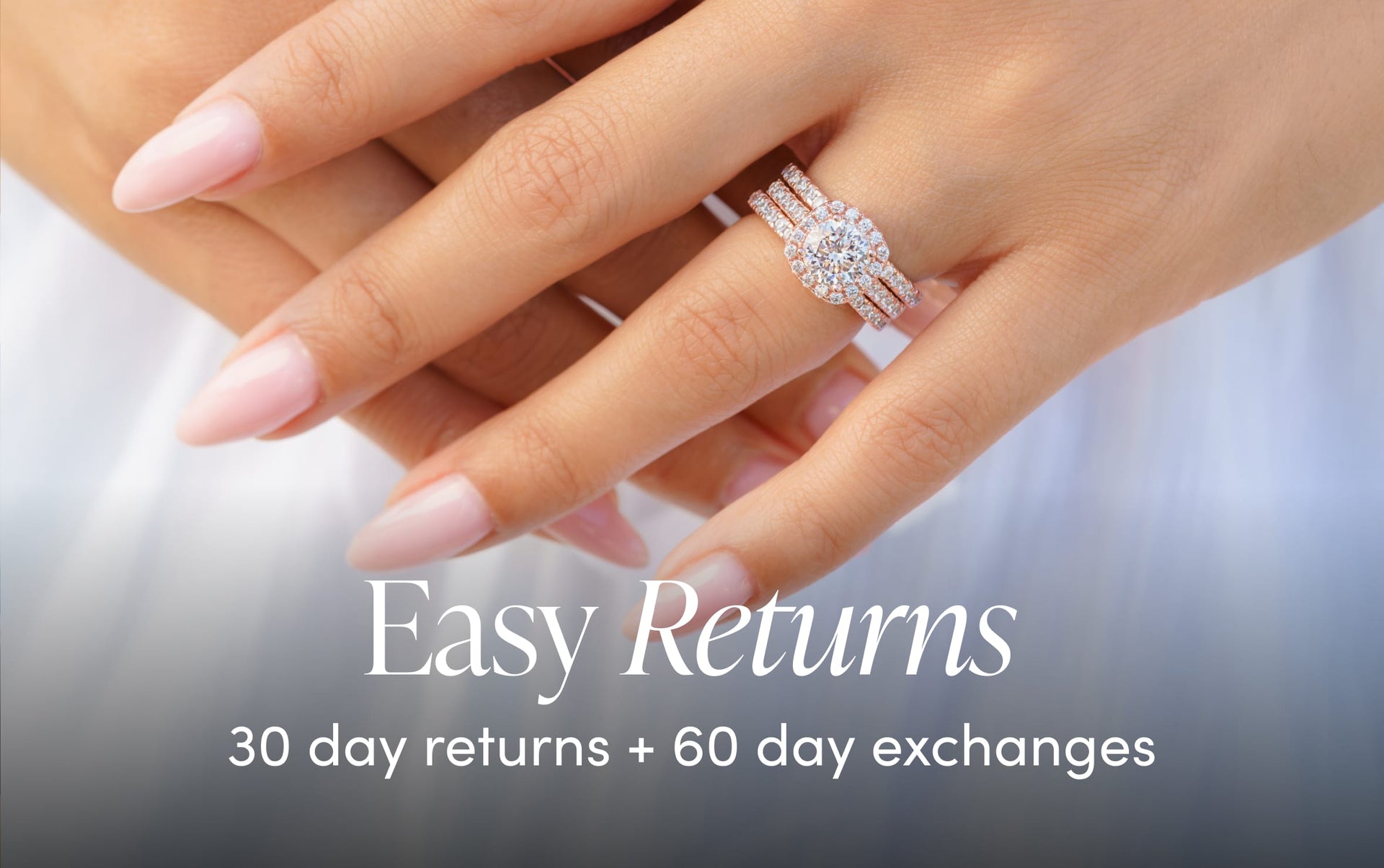 rose gold wedding ring set easy returns and exchanges