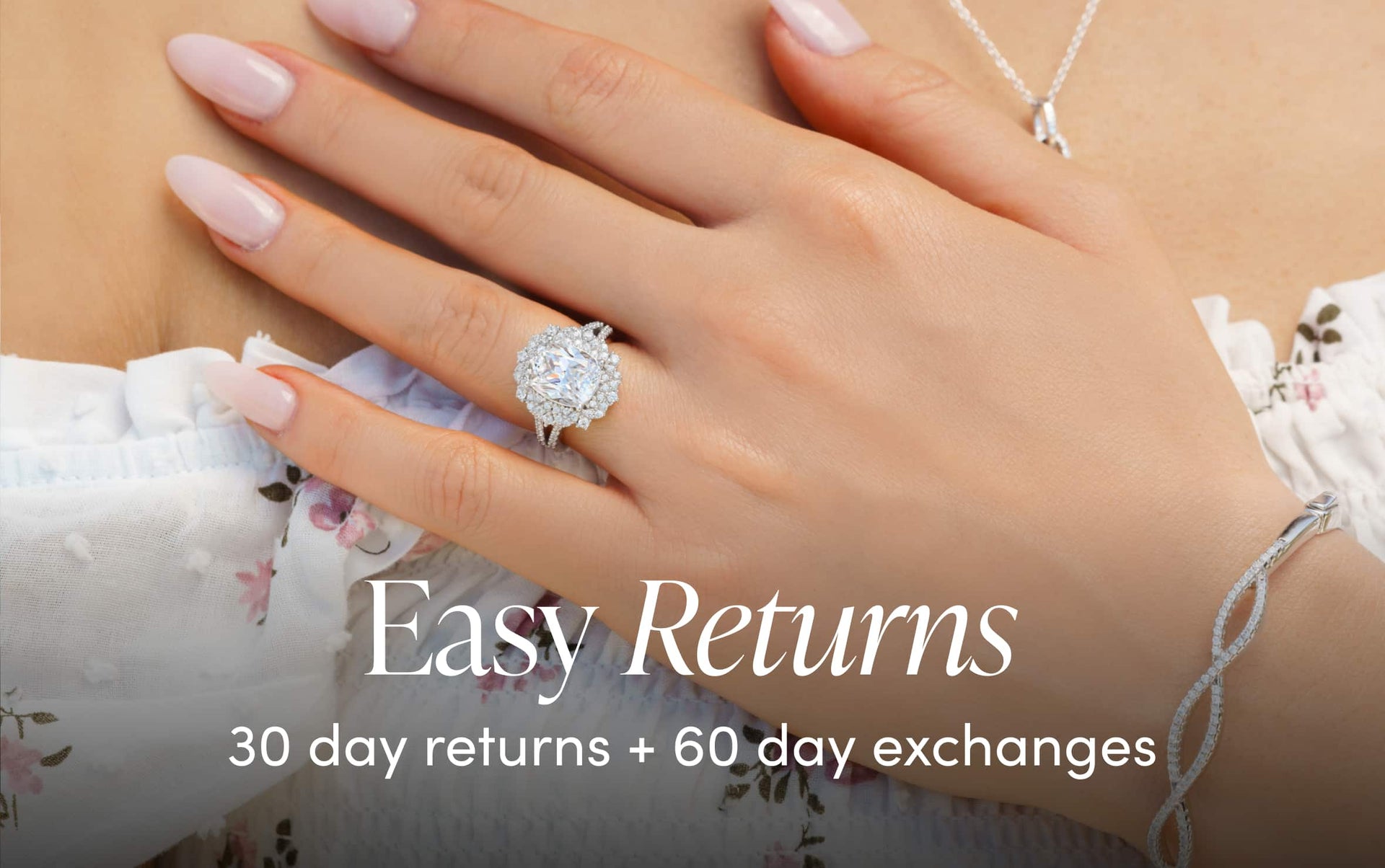 silver vintage engagement ring easy returns 