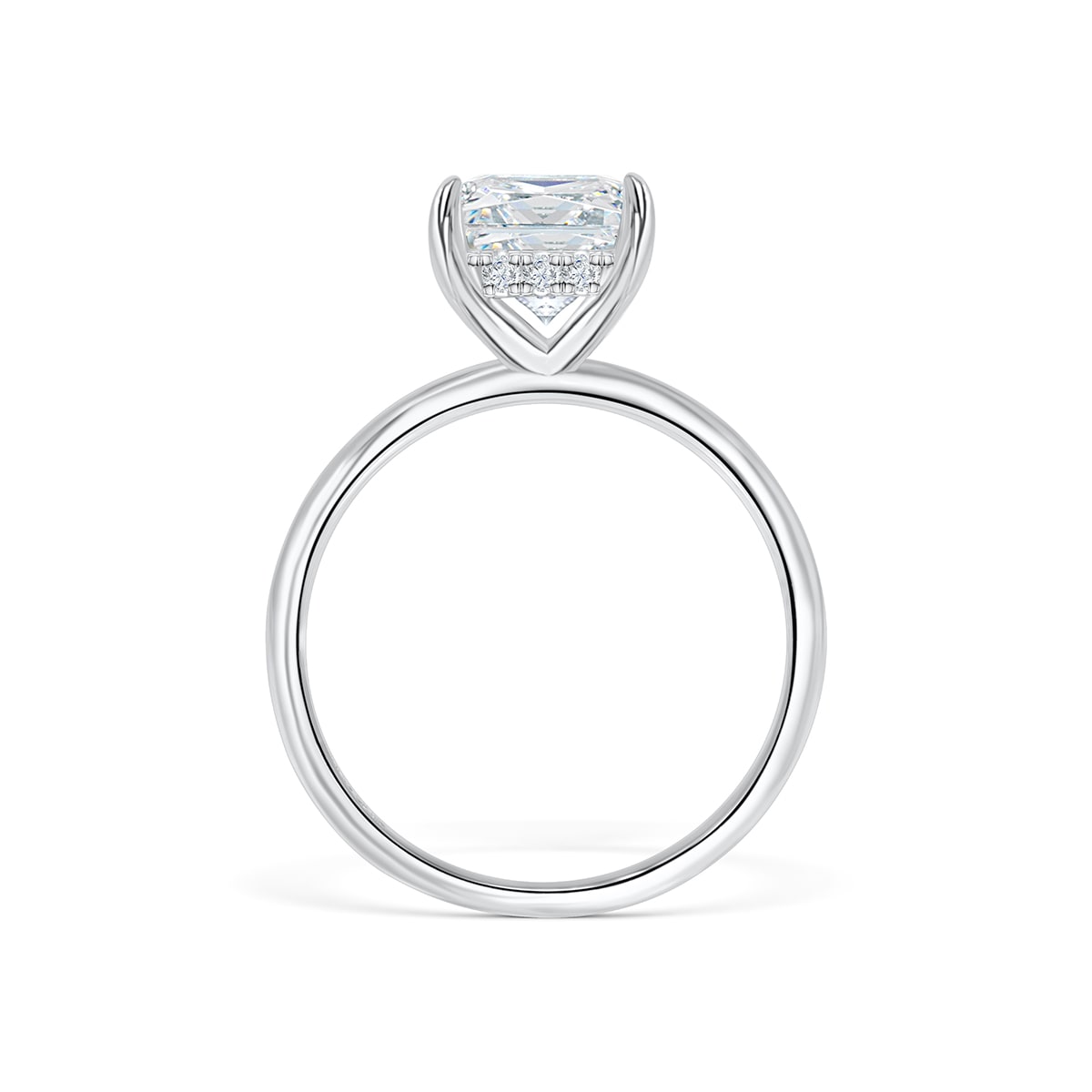 Silver Radiant Cut Engagement Ring Solitaire