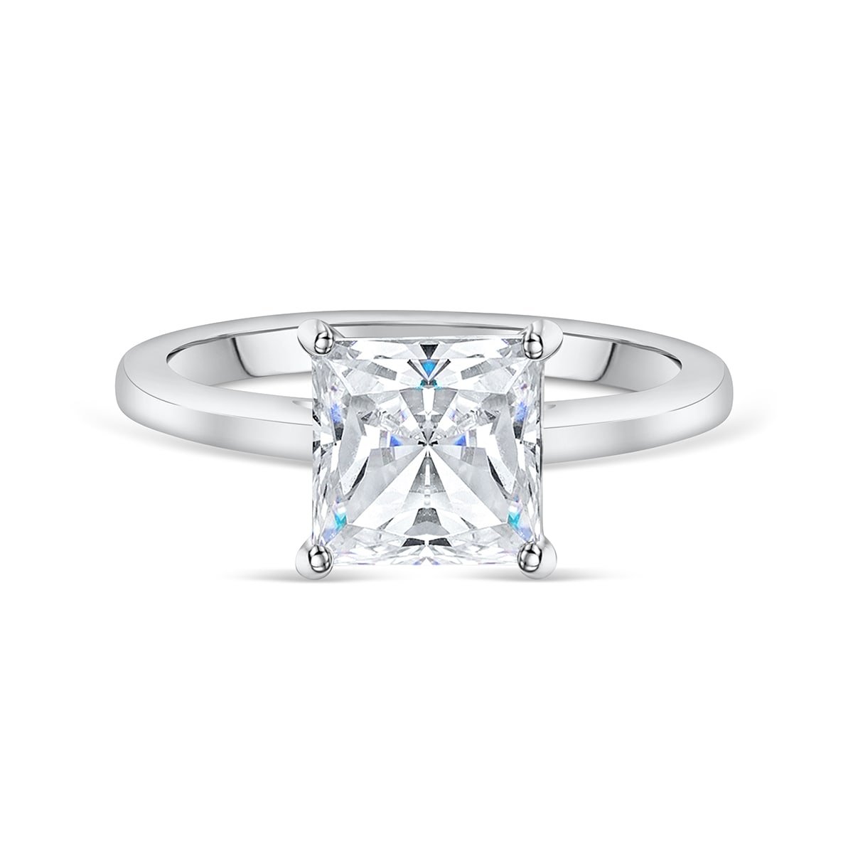 the olivia silver princess cut wedding ring close up