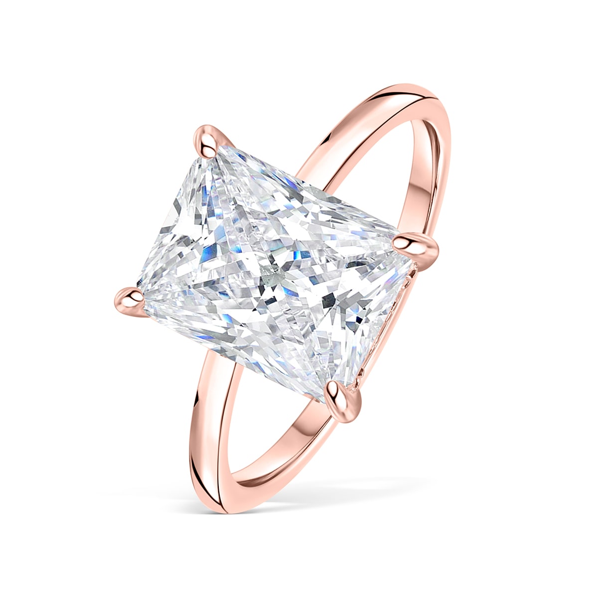 Radiant cut rose gold solitaire