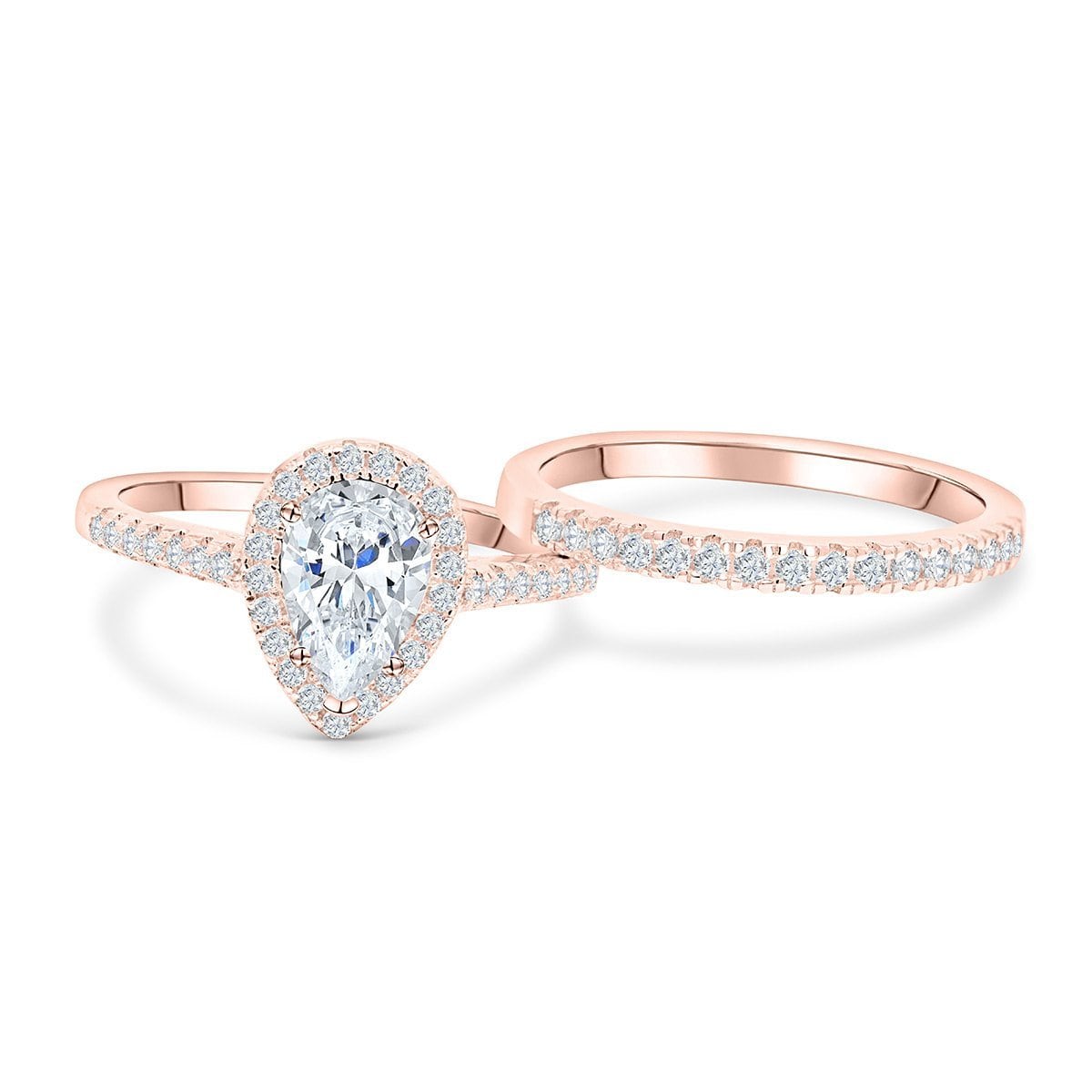 the bliss rose gold pear engagement ring