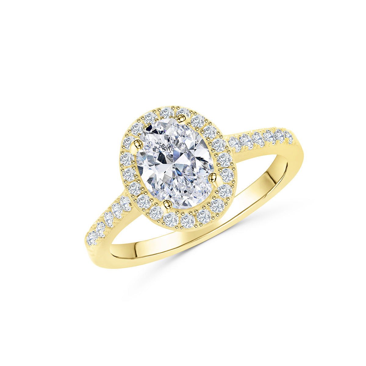 Oval cut halo gold engagement ring