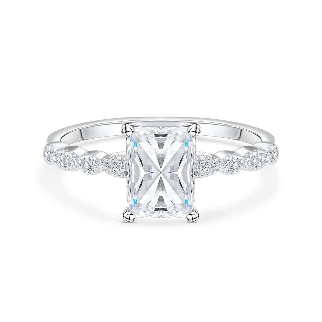 the alexandria silver radiant cut engagement ring