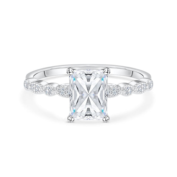 the alexandria silver radiant cut engagement ring