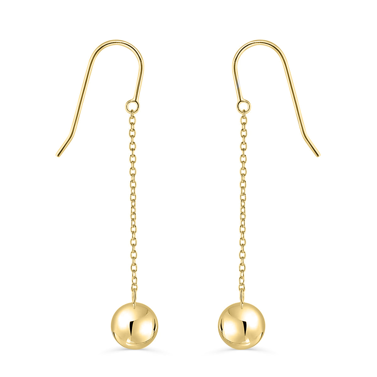 Dangling gold ball earrings