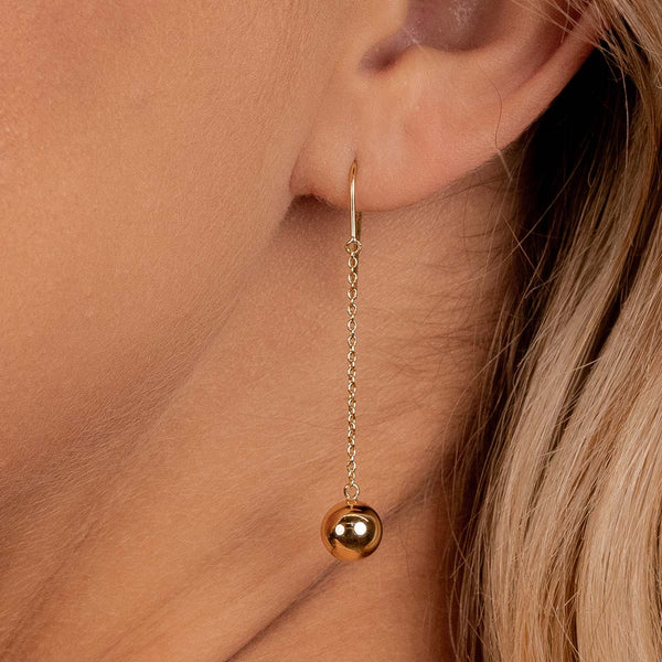 Ball chain gold drop earring