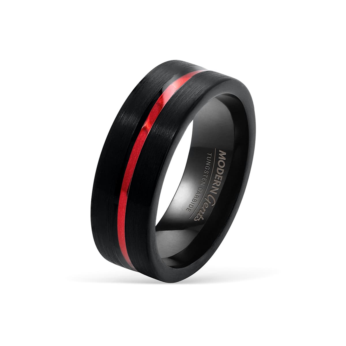 the inferno black tungsten ring with red stripe