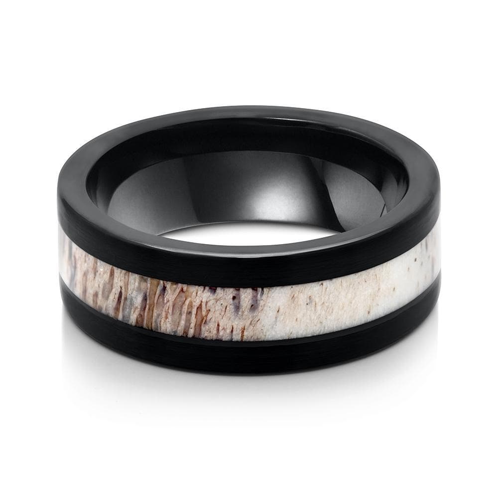 the black tungsten with antler inlay wedding band